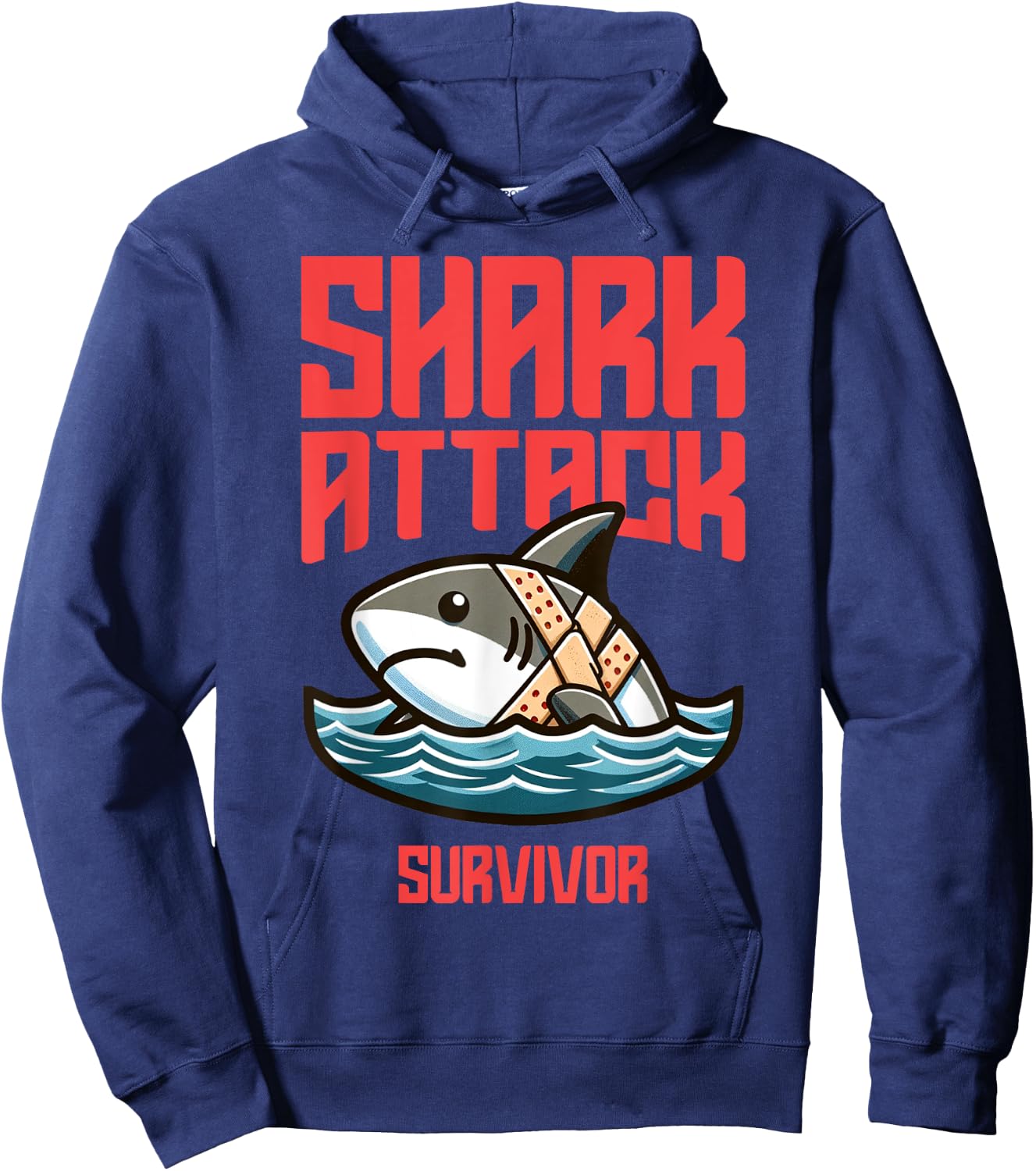 Cool Shark Attack Survivor Injury Beach Funny Shark Women Kids Hoodie - Hoodie | Navy