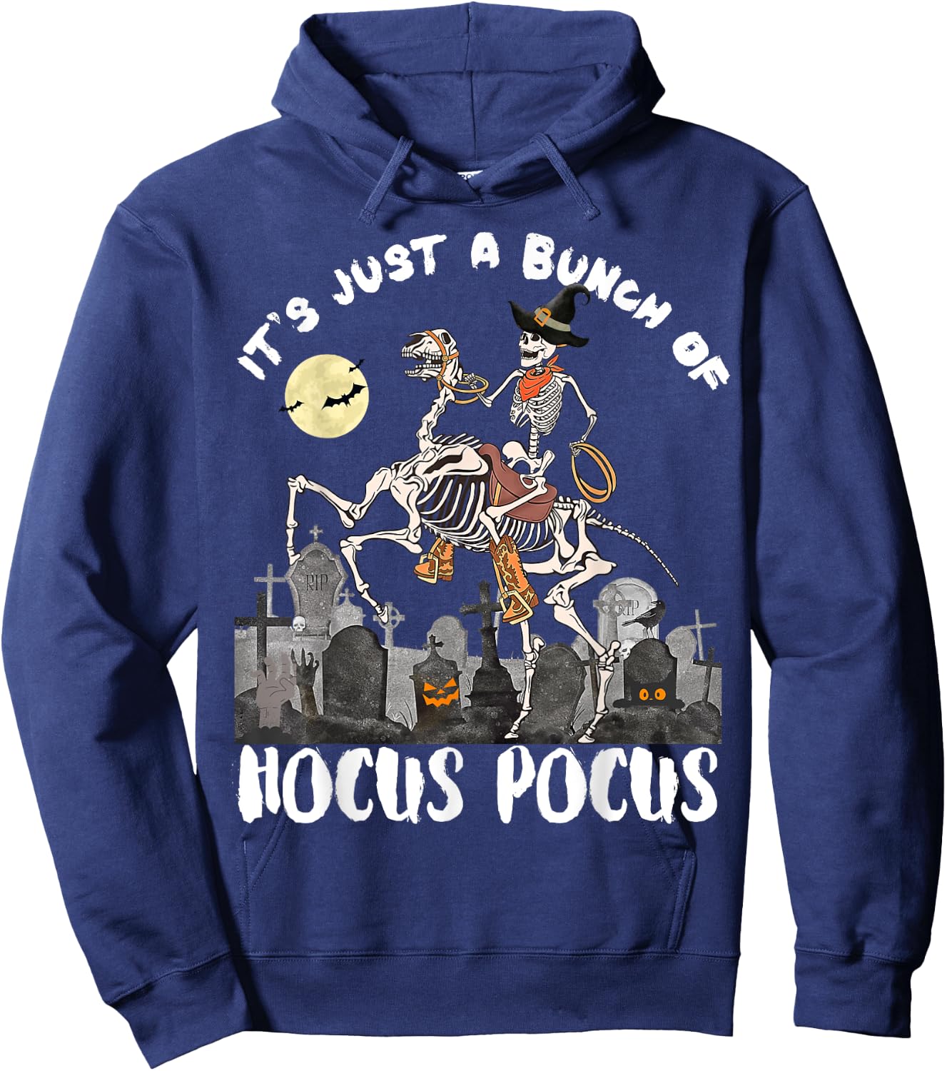 Halloween It's Just A Bunch Of Hocus Pocus Skeleton Horseman Hoodie - Hoodie | Navy