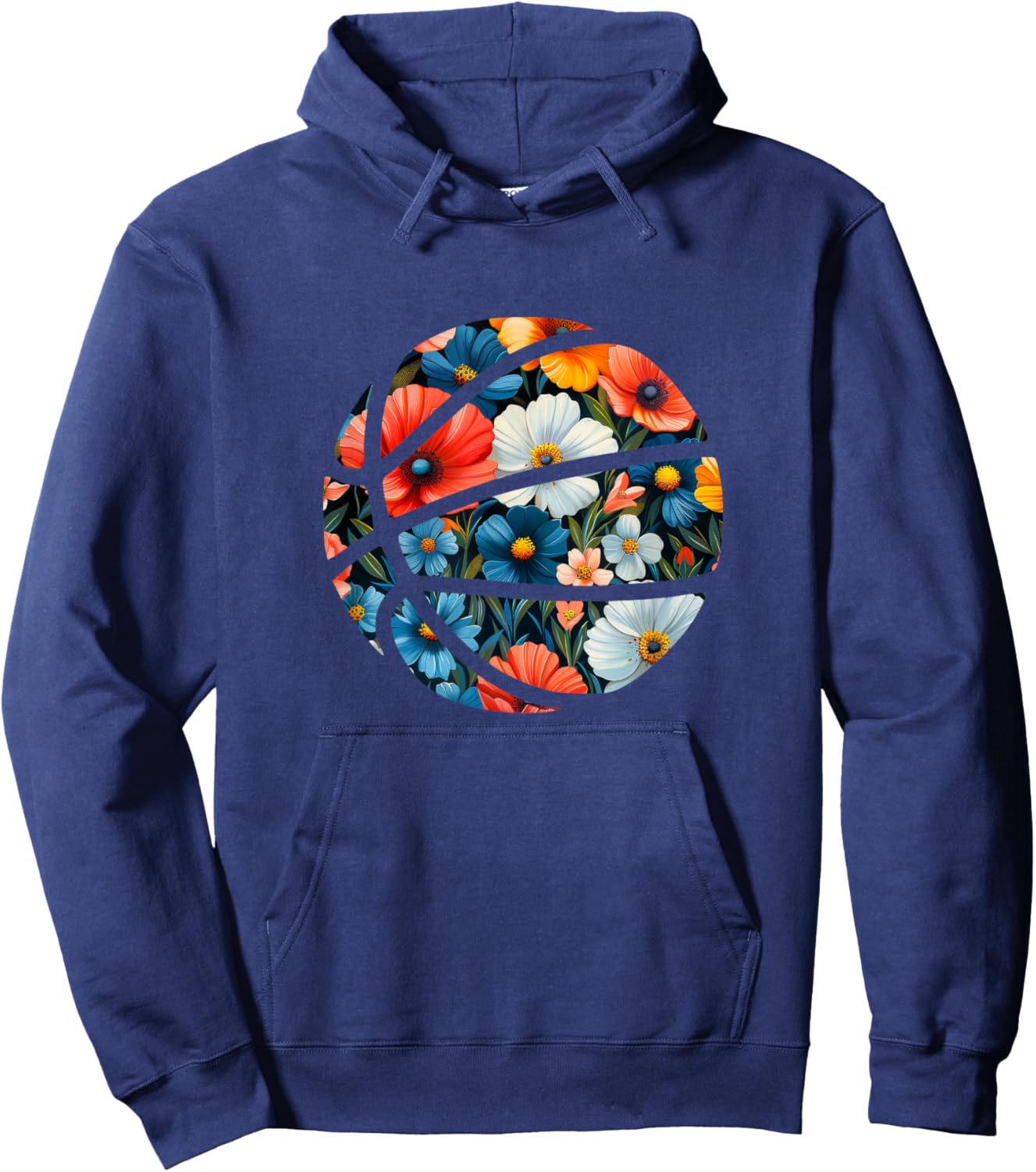 Basketball Silhouette Flowers Botanical Floral Hoodie - Hoodie | Navy