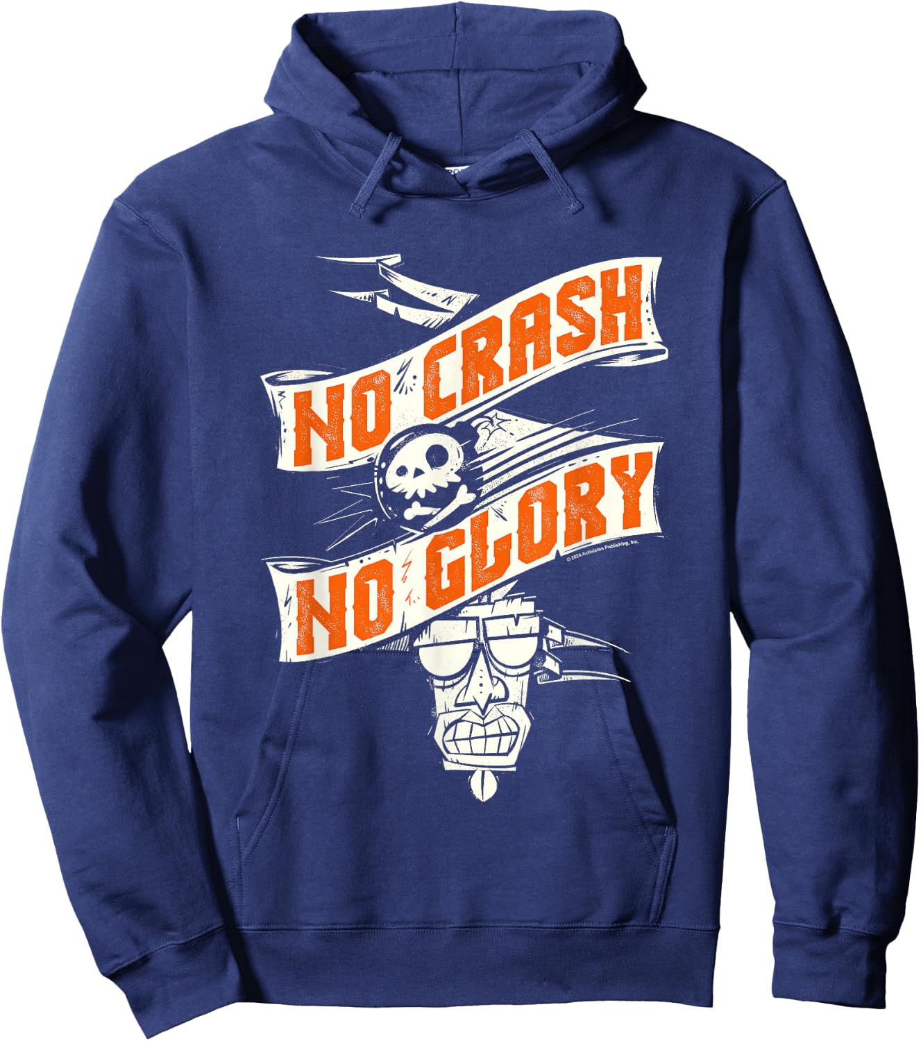 Crash Bandicoot No Crash No Glory Aku Aku Big Chest Logo Hoodie - Hoodie | Navy