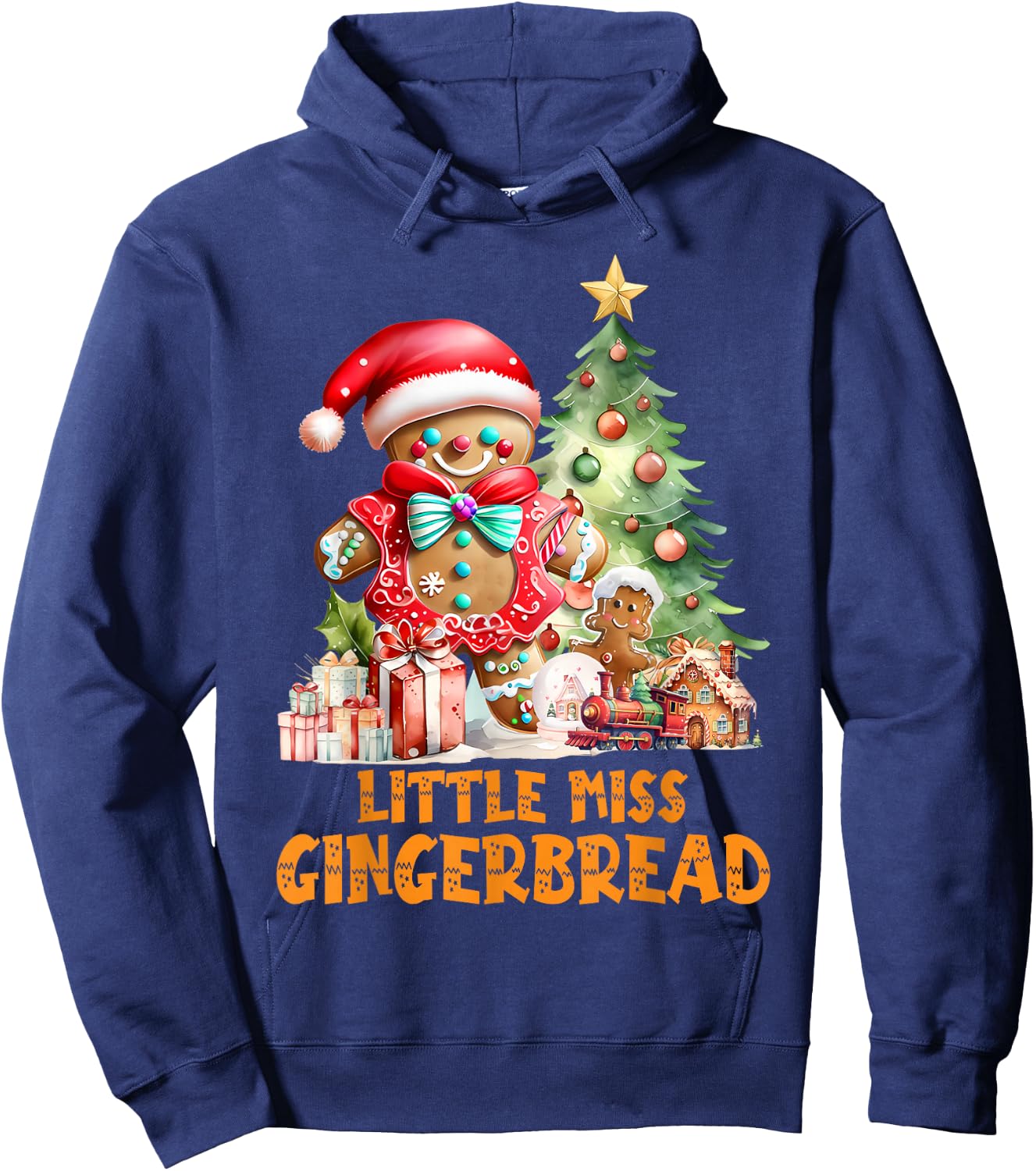 Little Miss Cookies Gingerbread Christmas Toddler Kids Girl Hoodie - Hoodie | Navy