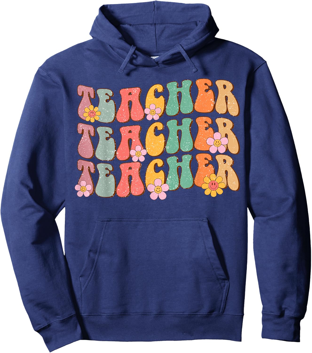 Groovy Teacher Cute Daisy Flower Retro Back to School Hoodie - Hoodie | Navy