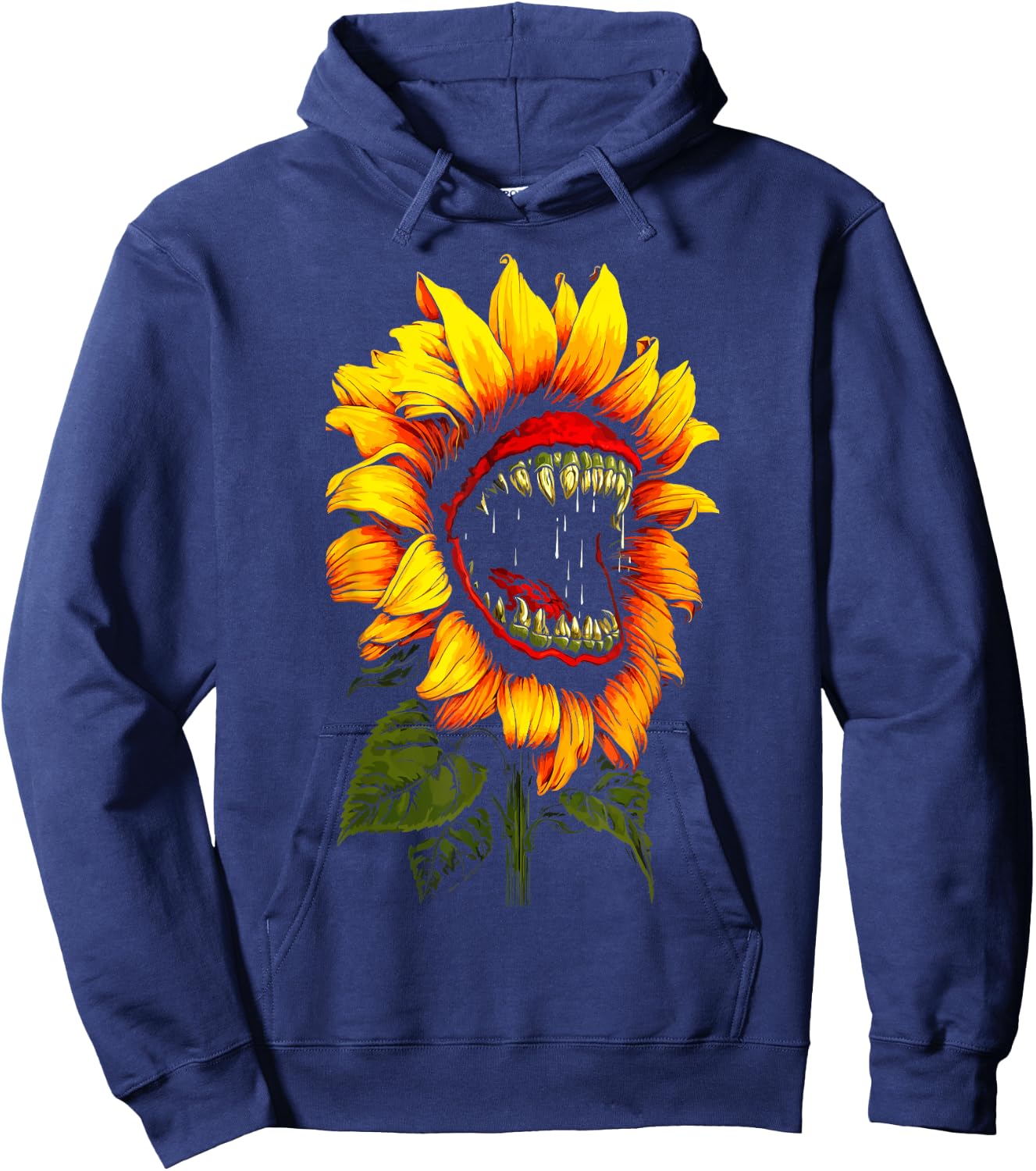 Sunflower Horror Sinister Sunflower Funny Humor Flower Hoodie - Hoodie | Navy