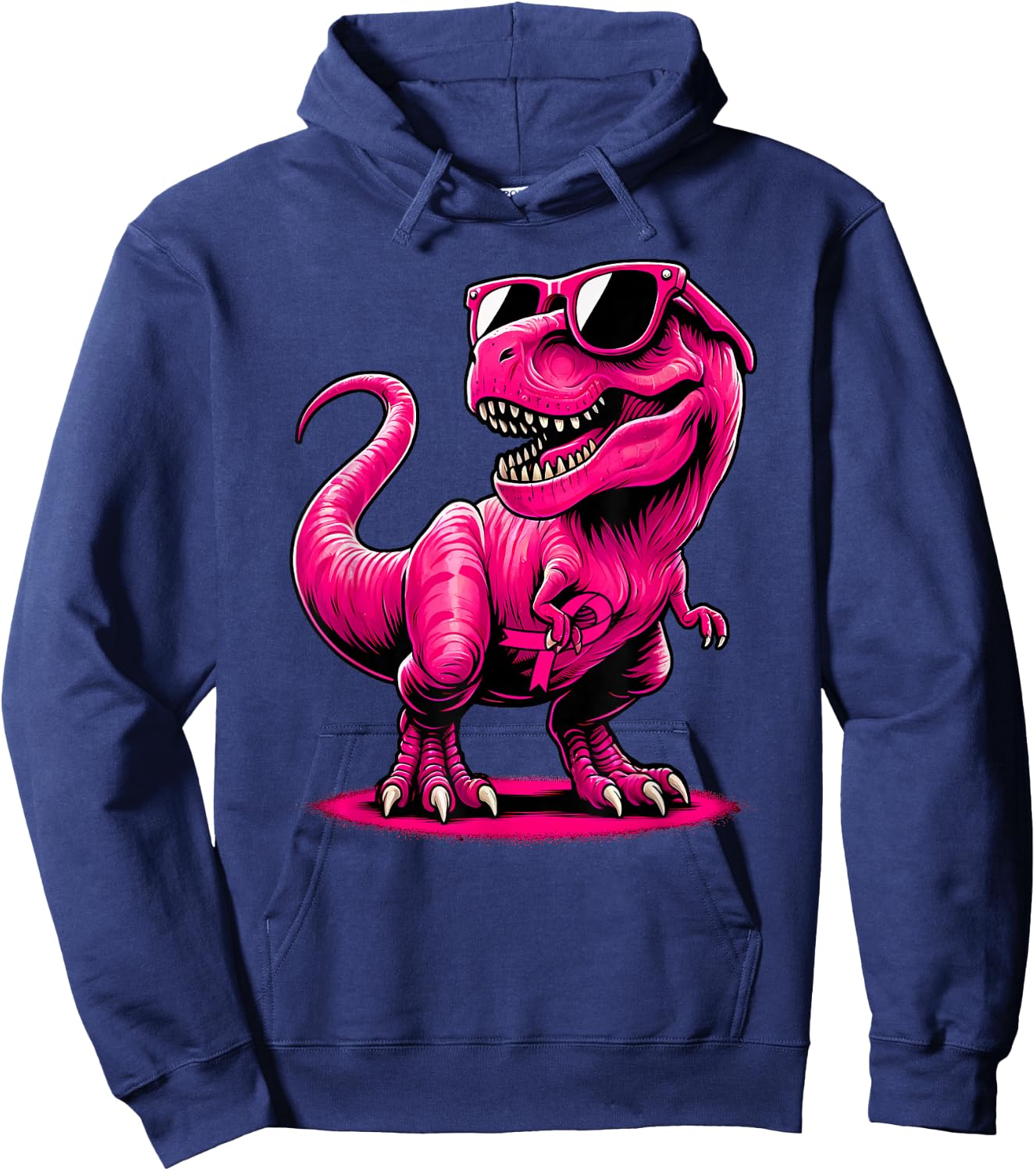 October Pink Dinosaur Breast Cancer Pink Ribbon Boy Girl Kid Hoodie - Hoodie | Navy
