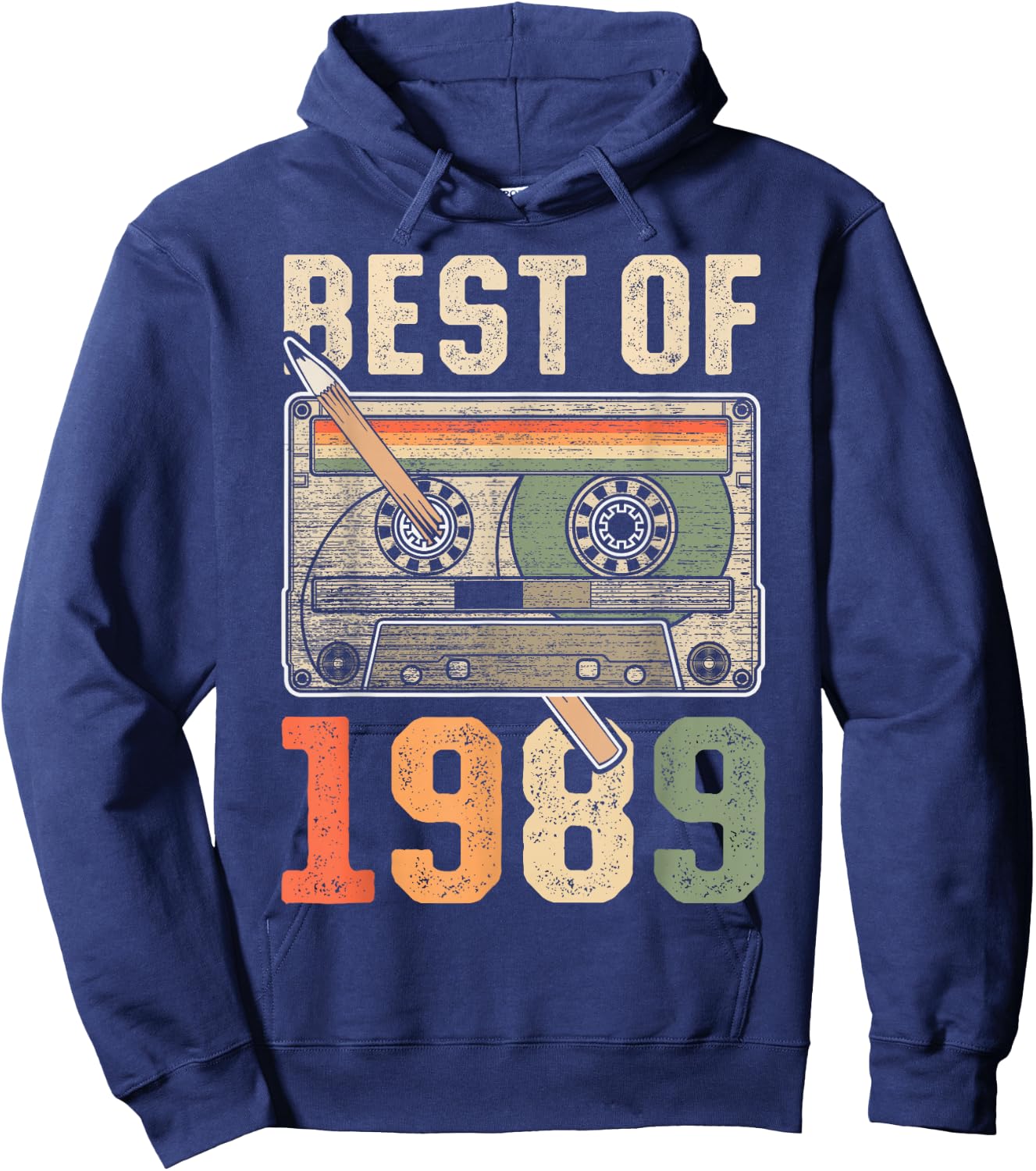 Best of 1989 Old Cassette 37th Birthday Retro Hoodie - Hoodie | Navy