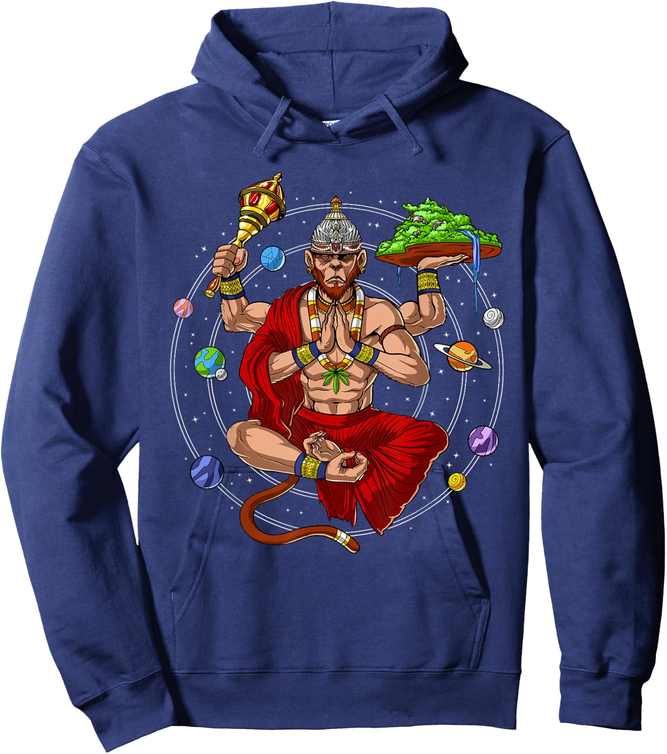 Hanuman Hindu God Monkey Yoga Meditation Hinduism Mythology Hoodie - Hoodie | Navy