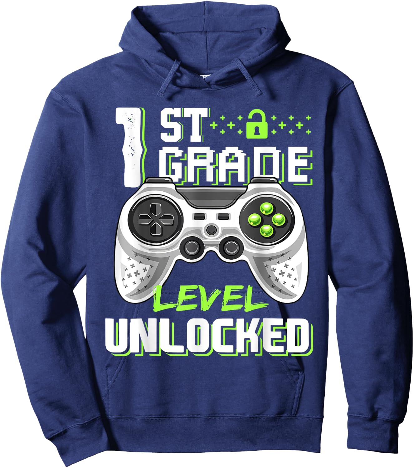 1st Grade Level Unlocked Gamer First Day Of School Boys Hoodie - Hoodie | Navy