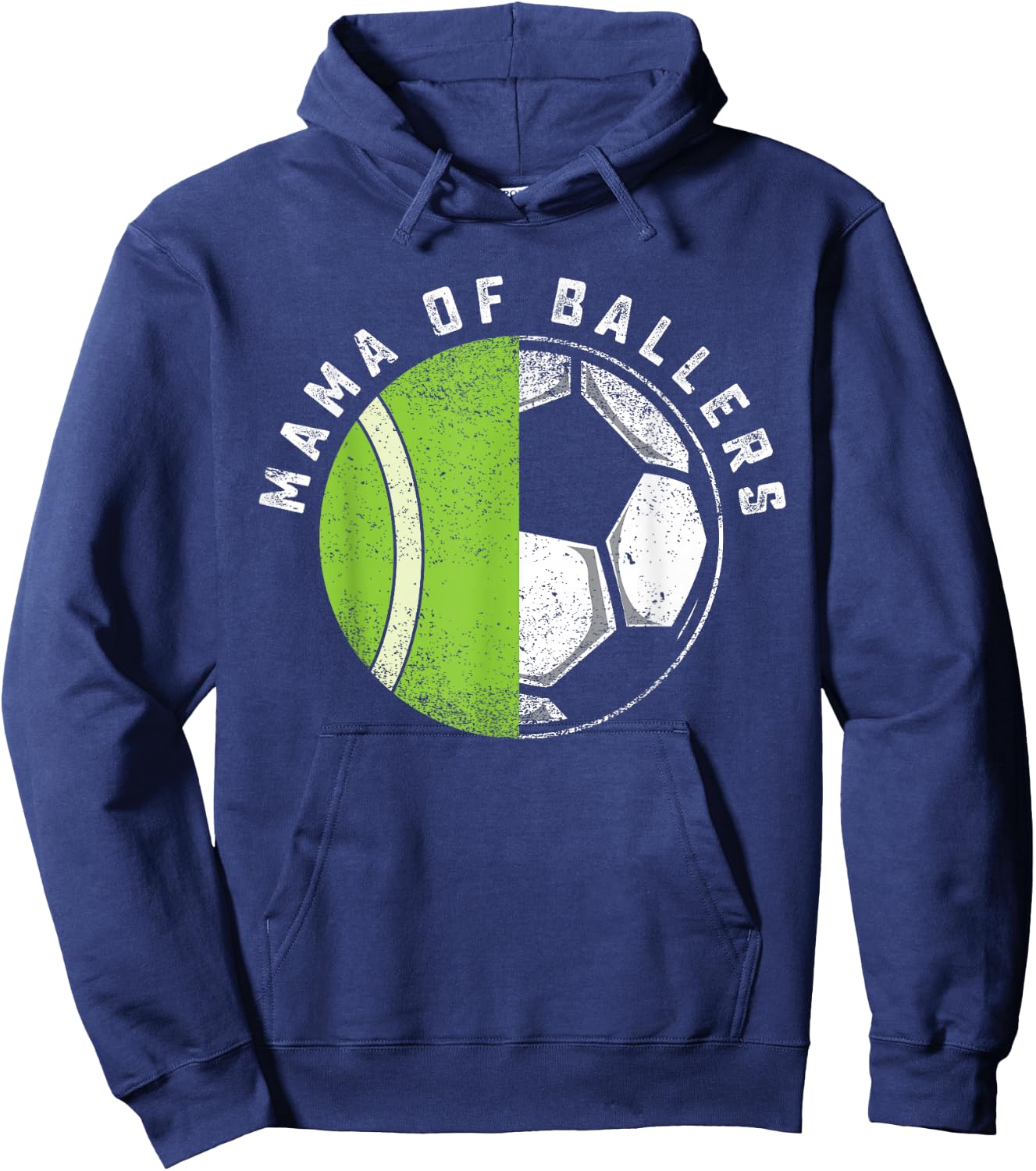 Mama of Ballers Tennis Player Son Soccer Team Daughter Mom Hoodie - Hoodie | Navy