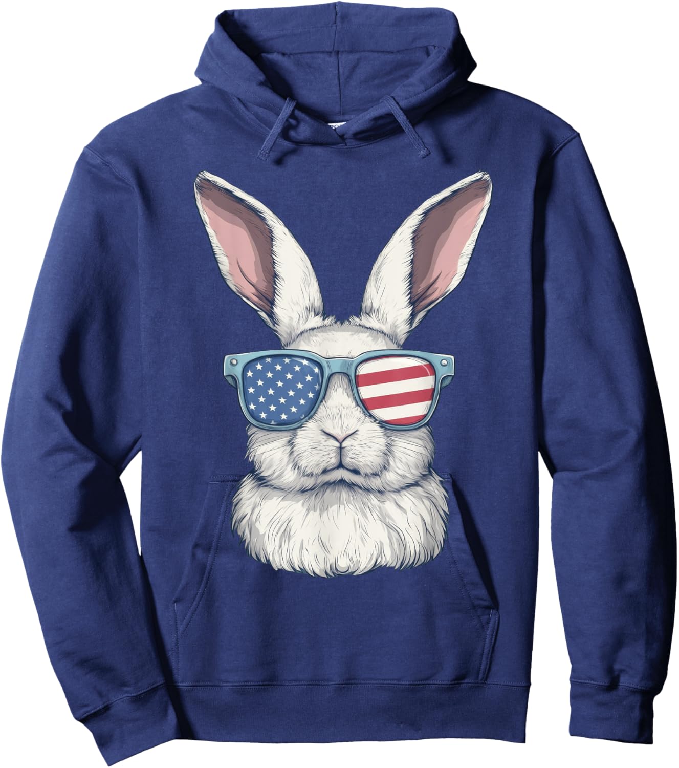 Rabbit Bunny Sunglasses American Flag 4th Of July Hoodie - Hoodie | Navy