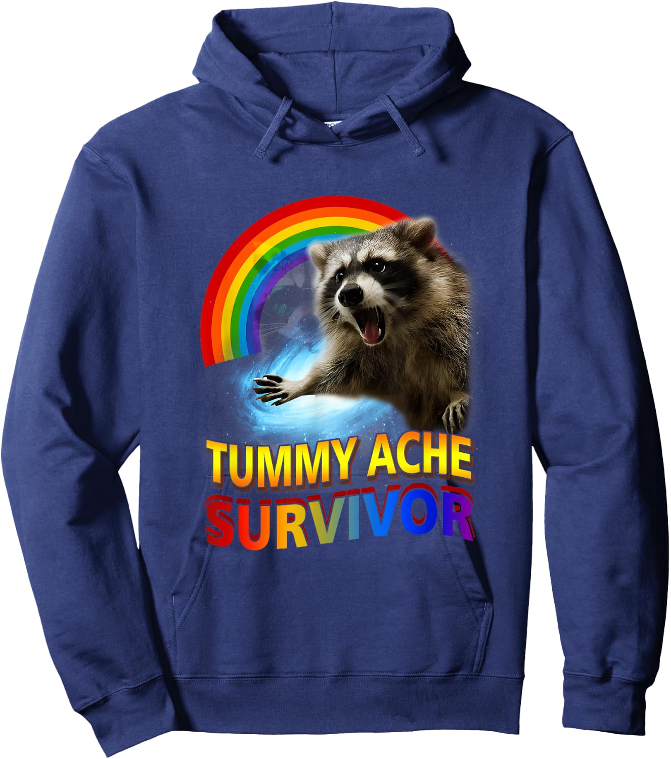 Tummy Ache Survivor Raccoon Unhinged Raccoon Meme Oddly Hoodie - Hoodie | Navy