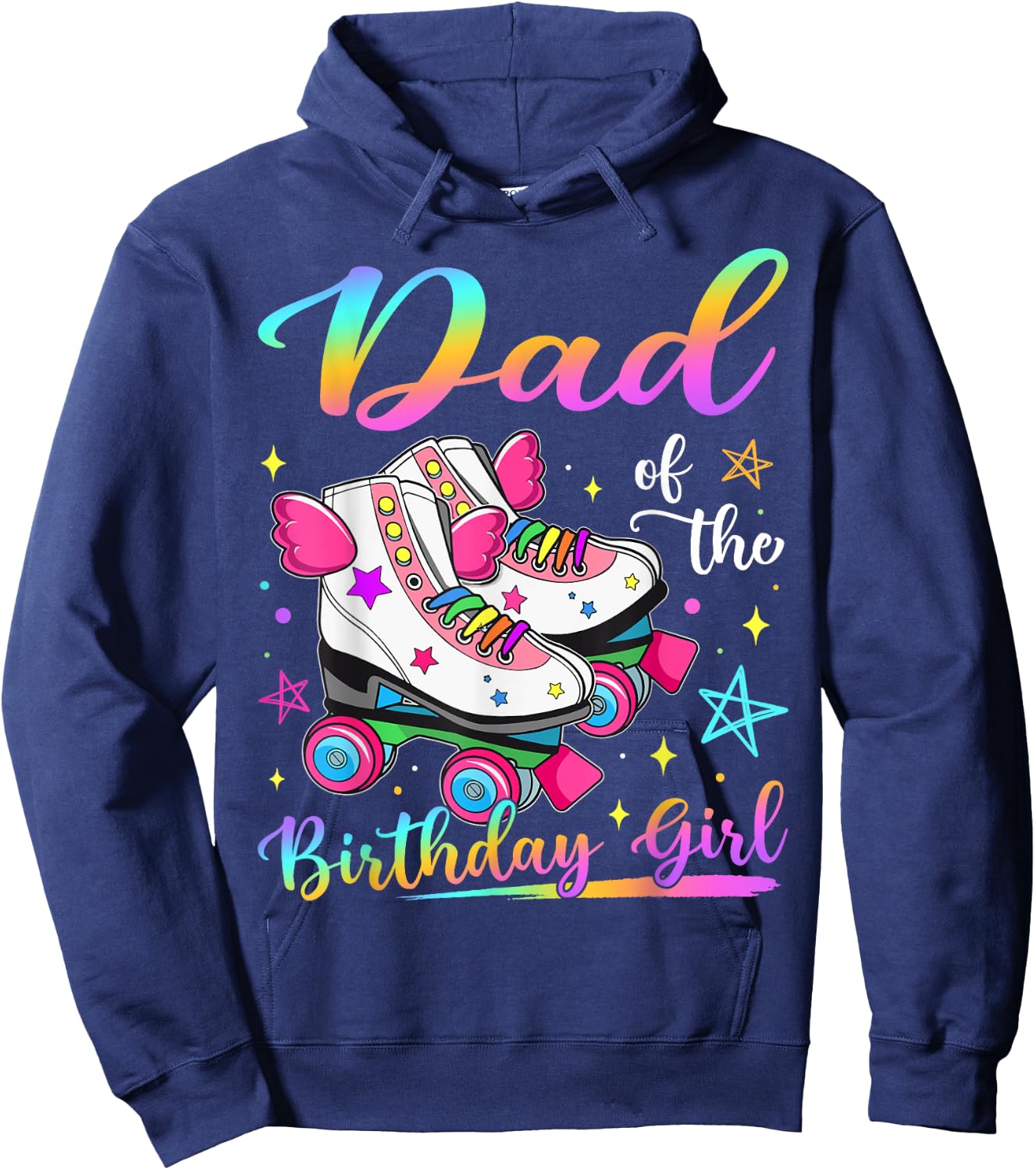 Dad Of The Birthday Girl Rolling Skate Family Matching Hoodie - Hoodie | Navy