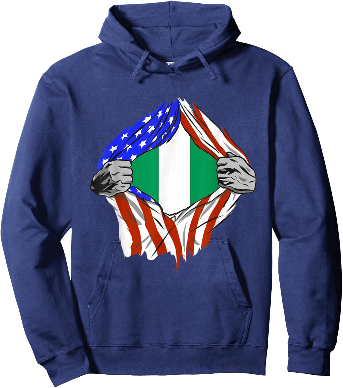 Nigeria America USA Flag Chest Nigerian Roots African Pride Hoodie - Hoodie | Navy