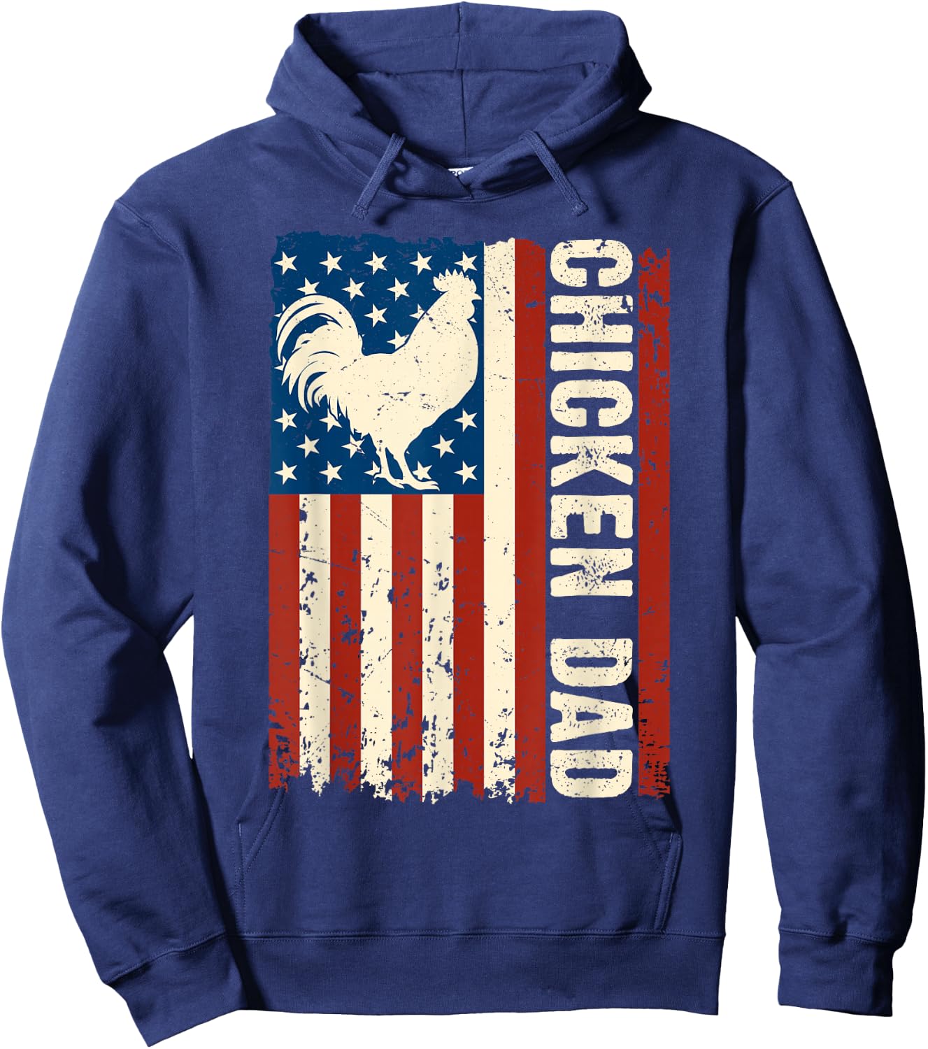 Chicken Dad Retro USA Flag Father's Day Farmers Daddy Men Hoodie - Hoodie | Navy