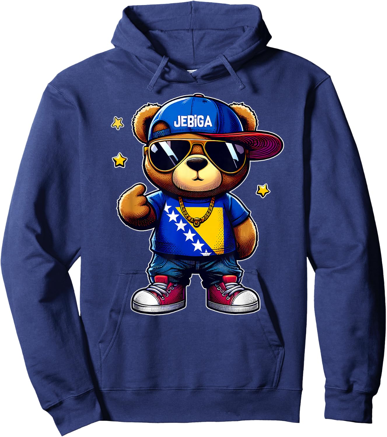 JEBIGA Cute Teddy Bear Funny Bosnian Flag Gift BiH Bosna Hoodie - Hoodie | Navy