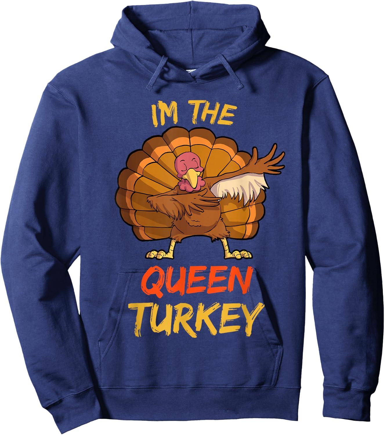 Queen Turkey Matching Family Group Thanksgiving Party Pajama Hoodie - Hoodie | Navy