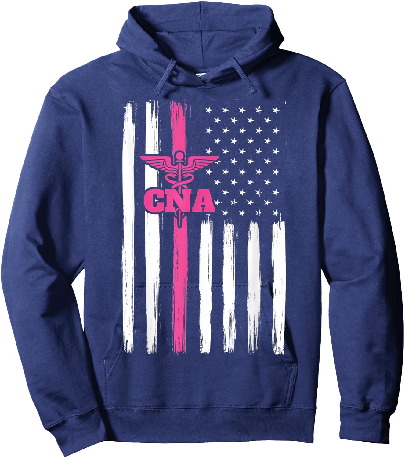 Vintage USA CNA Certified Nurse Assistant American Flag Women Men Hoodie - Hoodie | Navy