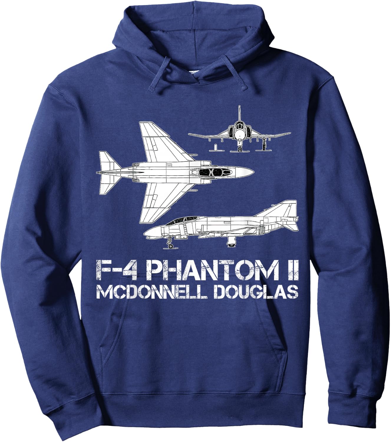 McDonnell Douglas F-4 Phantom II Blueprint Aircraft Hoodie - Hoodie | Navy
