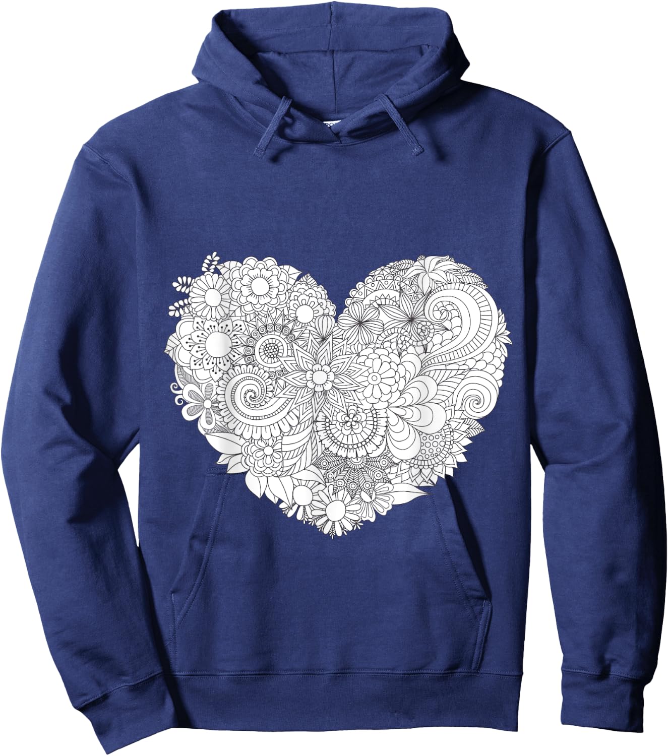 Flower Heart - Color Your Own Colorific Design - White Hoodie - Hoodie | Navy