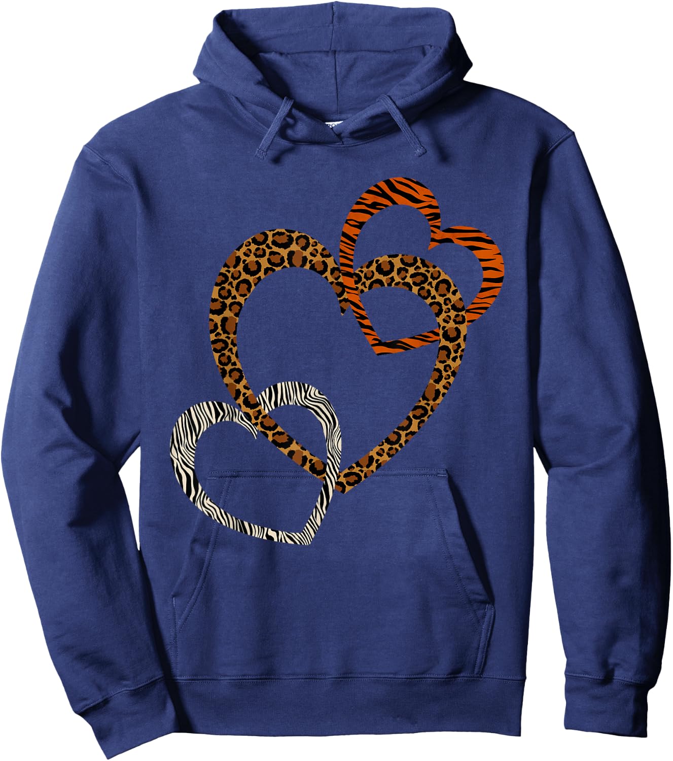 Leopard Tiger Cheetah Zebra Heart Print Shirt Hearts Love Hoodie - Hoodie | Navy