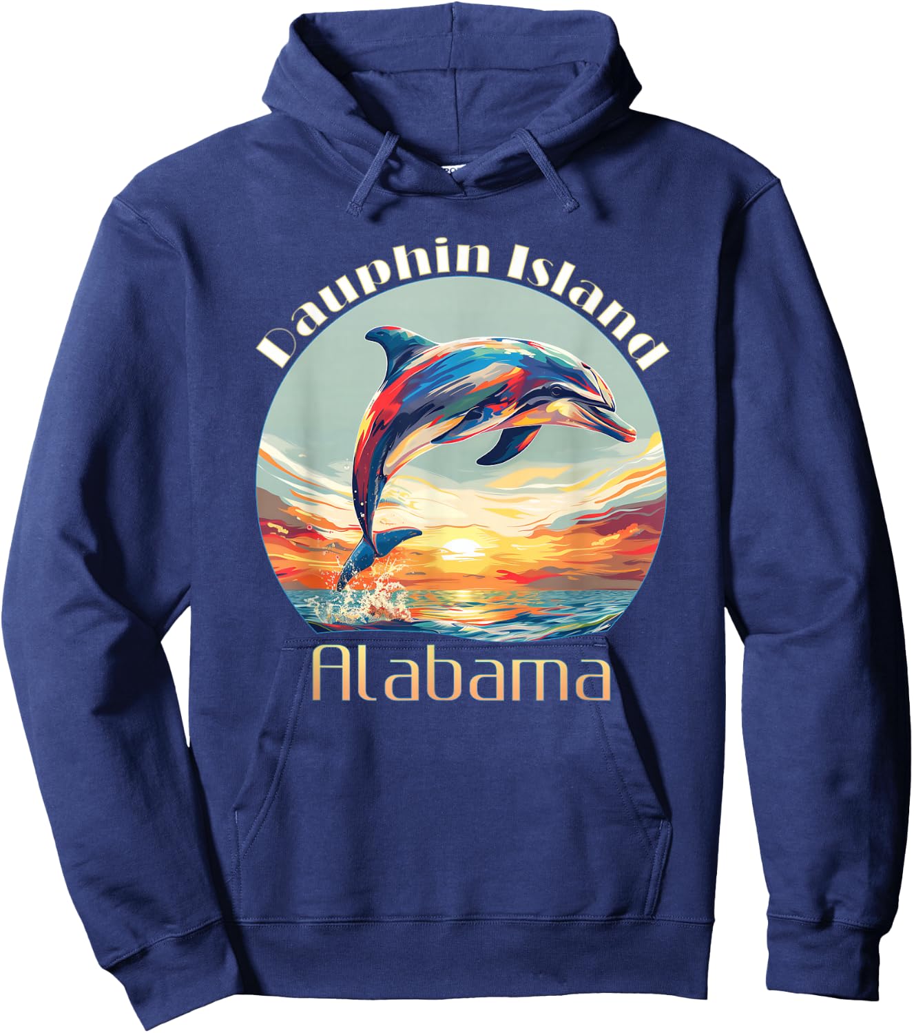 Cute Ocean Dolphin Lovers Dauphin Island Alabama Vacation Hoodie - Hoodie | Navy