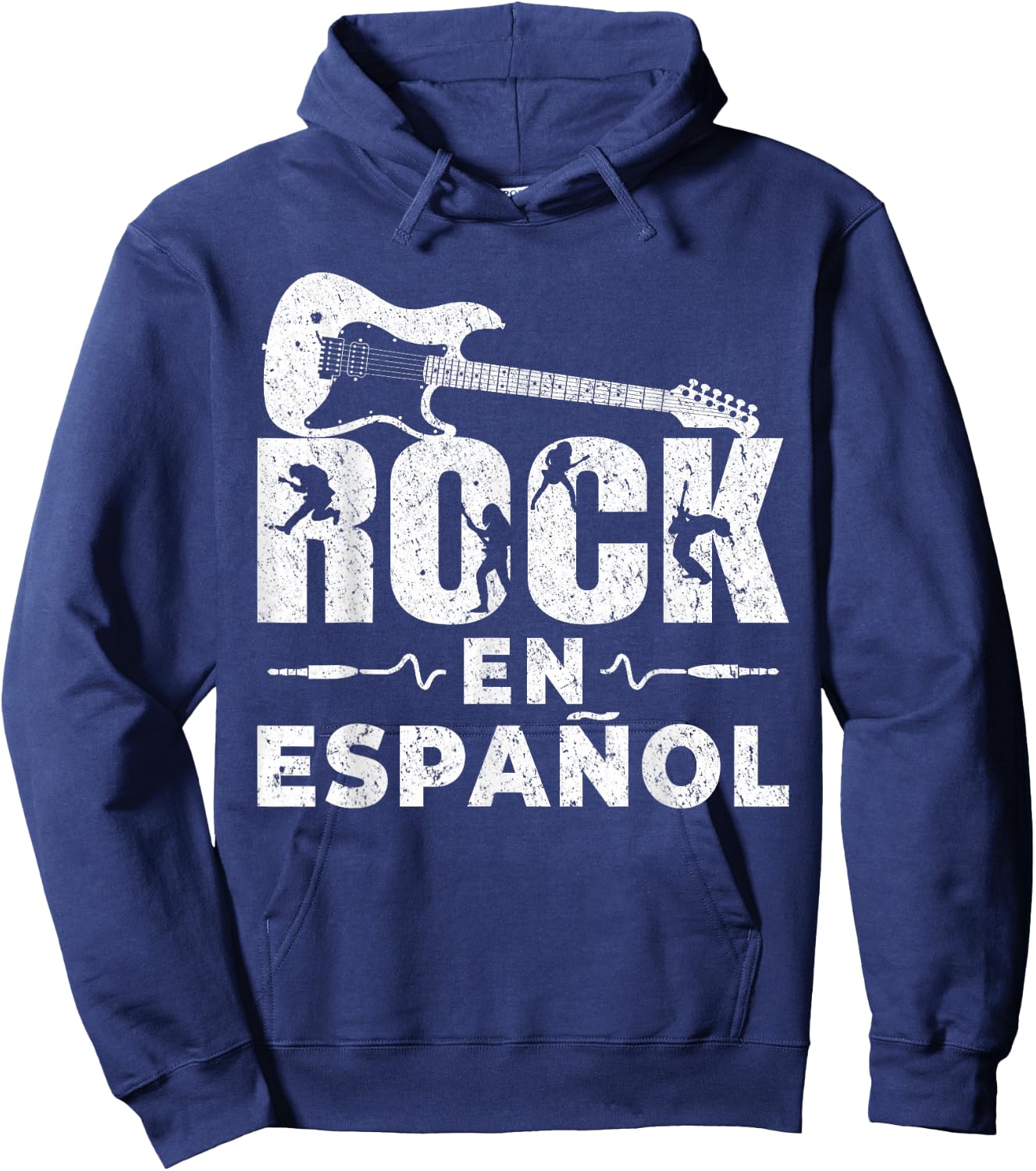 Rock En Español Spanish Music Instrument Electric Guitar Hoodie - Hoodie | Navy