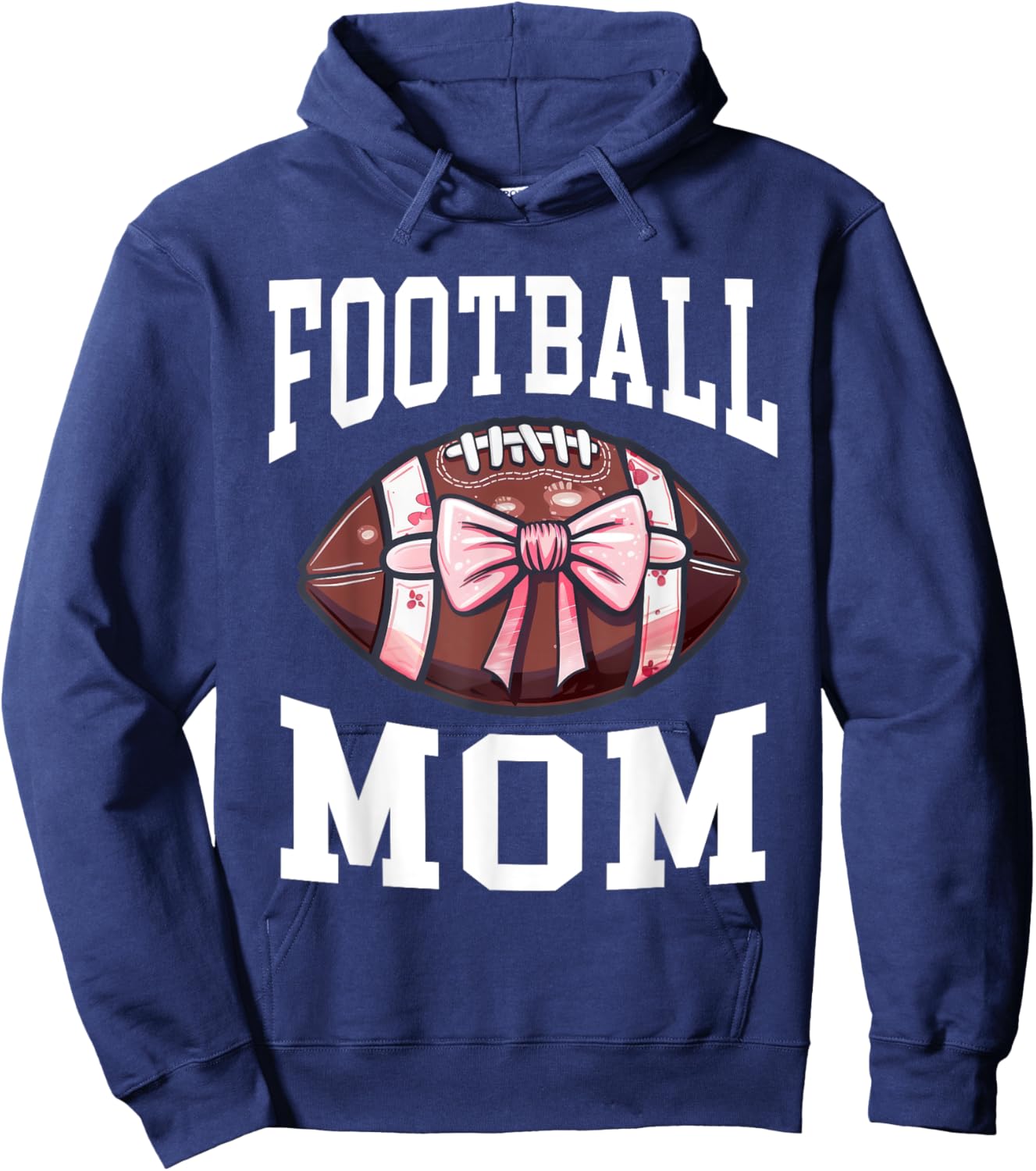 Football Mom Football Bow Hoodie - Hoodie | Navy