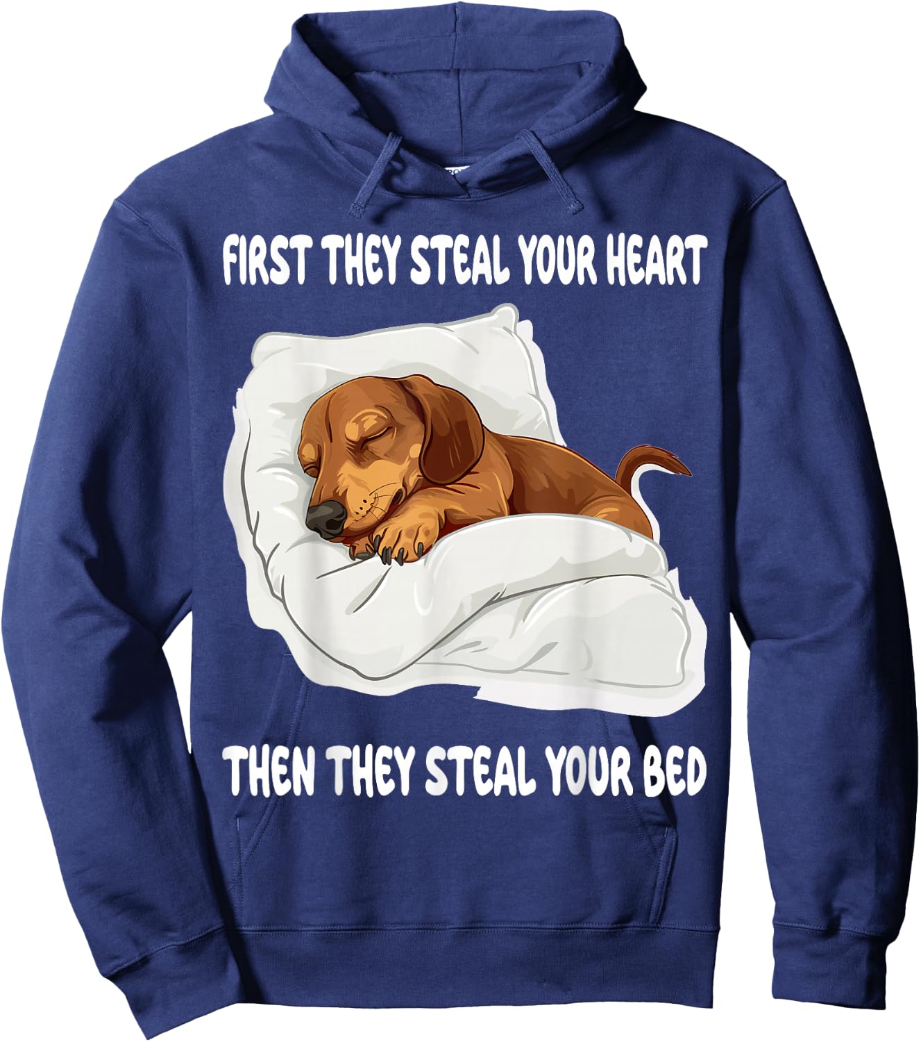 Dachshund Wiener Doxie Sleeping Pajamas Nightgown Hoodie - Hoodie | Navy