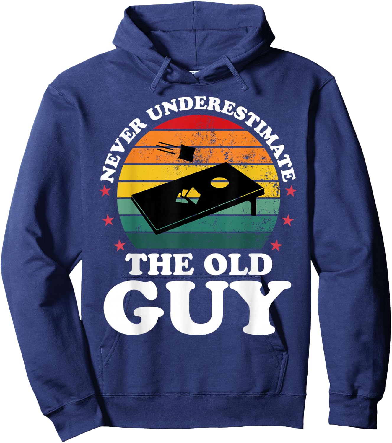Never Underestimate Funny Cornhole Player Men Grandpa Hoodie - Hoodie | Navy