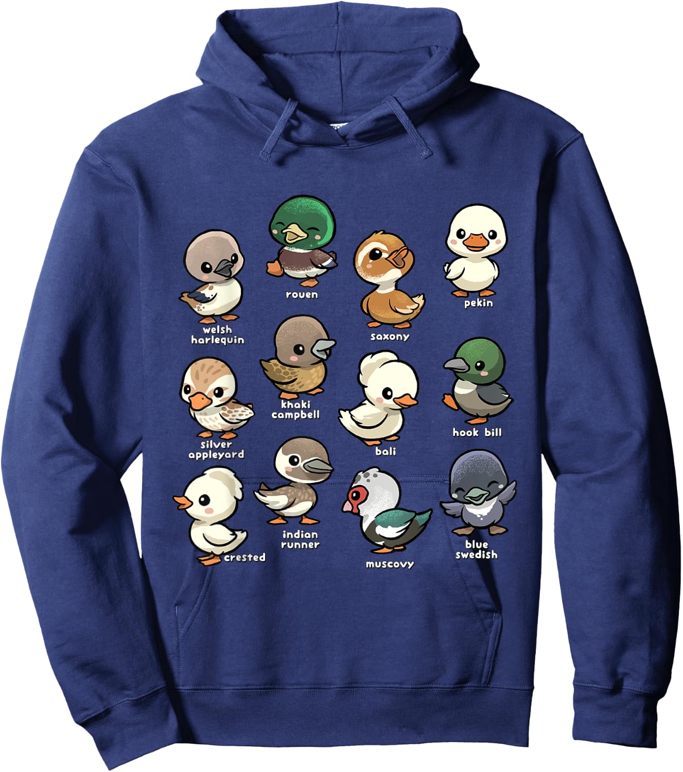 Cute Types of Duck Waterfowl Animals of the World Duck Lover Hoodie - Hoodie | Navy