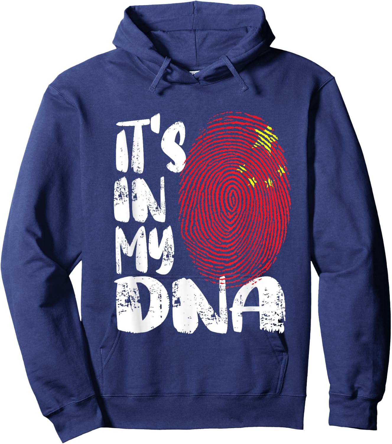 China Flag It's in My Dna Chinese Fingerprint Flag Hoodie - Hoodie | Navy