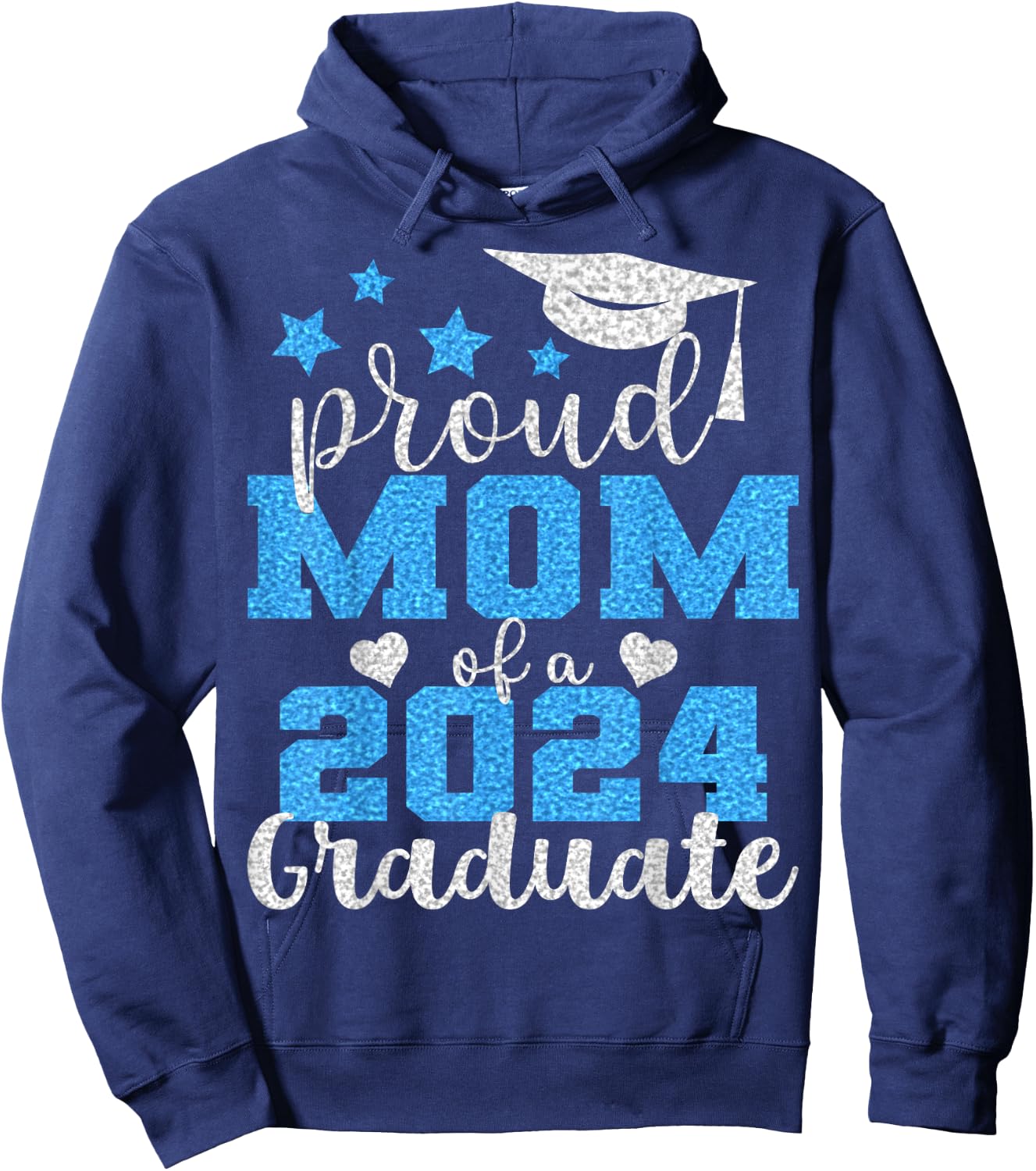 Super Proud Mom of 2024 Graduate Awesome Family College Hoodie - Hoodie | Navy