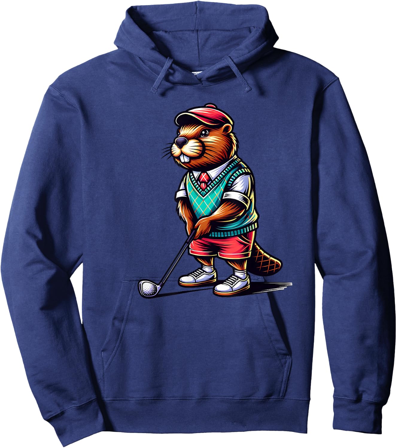 Funny Beaver Golfer Rodent Golfing Sports Hoodie - Hoodie | Navy