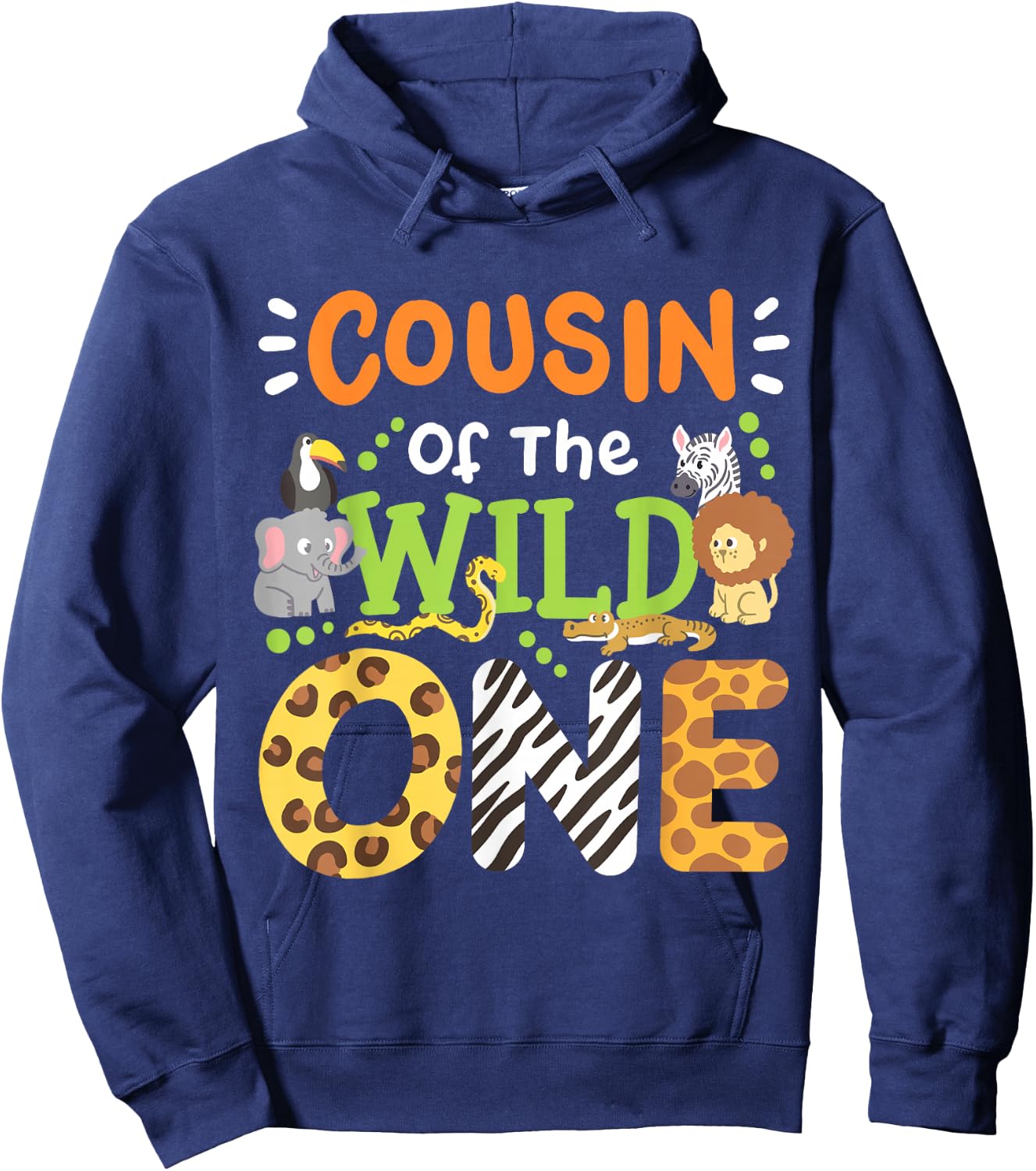 Cousin Of The Wild One Kids Boys Safari Zoo Birthday Family Hoodie - Hoodie | Navy