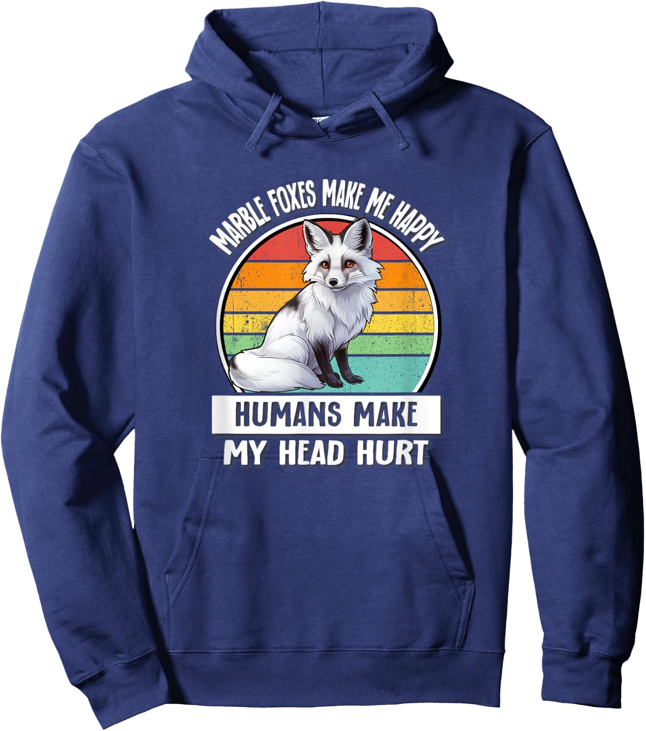 Retro Vintage Humans Hurt My Head Canadian Marble Fox Lover Hoodie - Hoodie | Navy