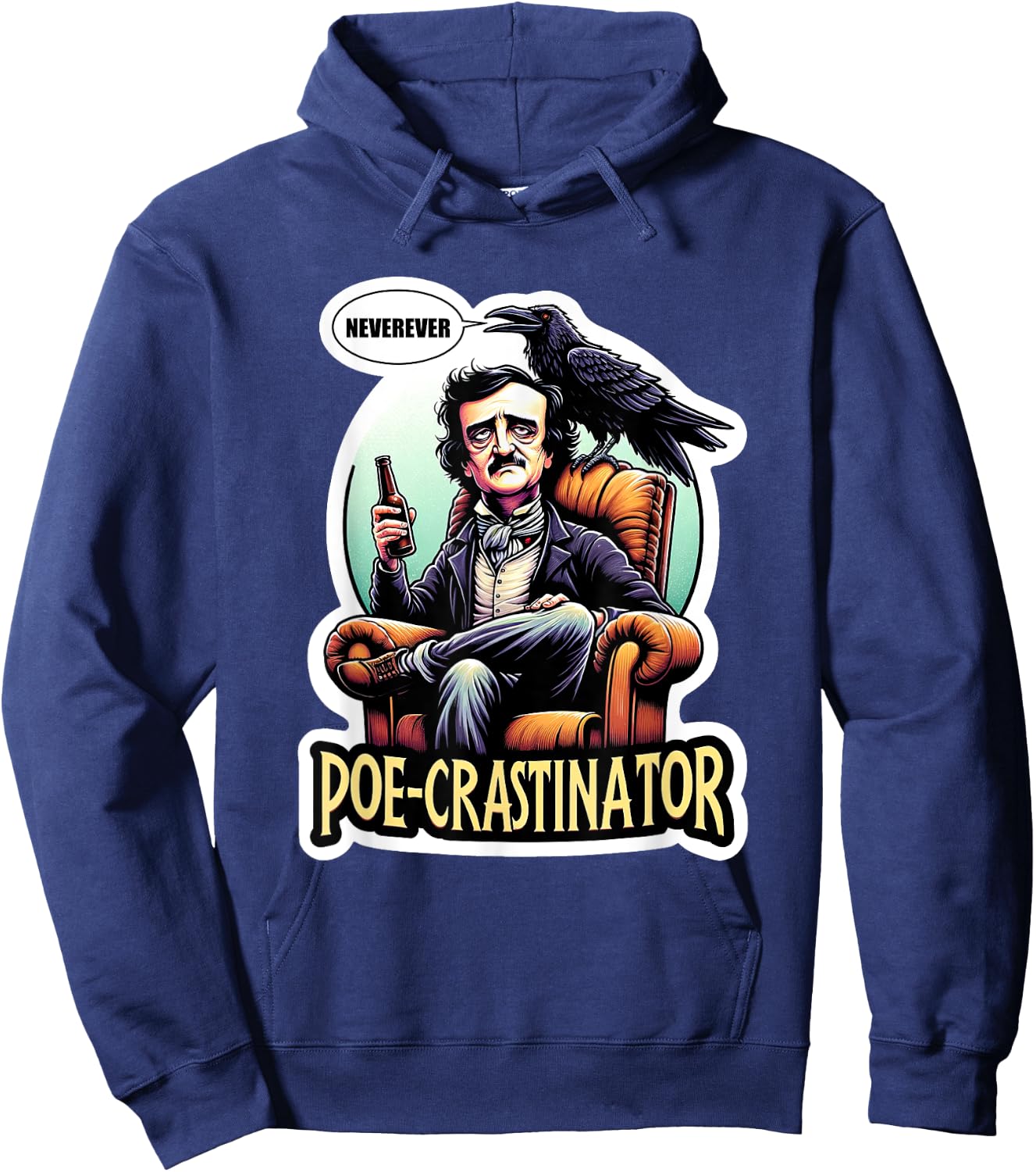 Edgar Allan Poe Funny Poe-crastinator Hoodie - Hoodie | Navy