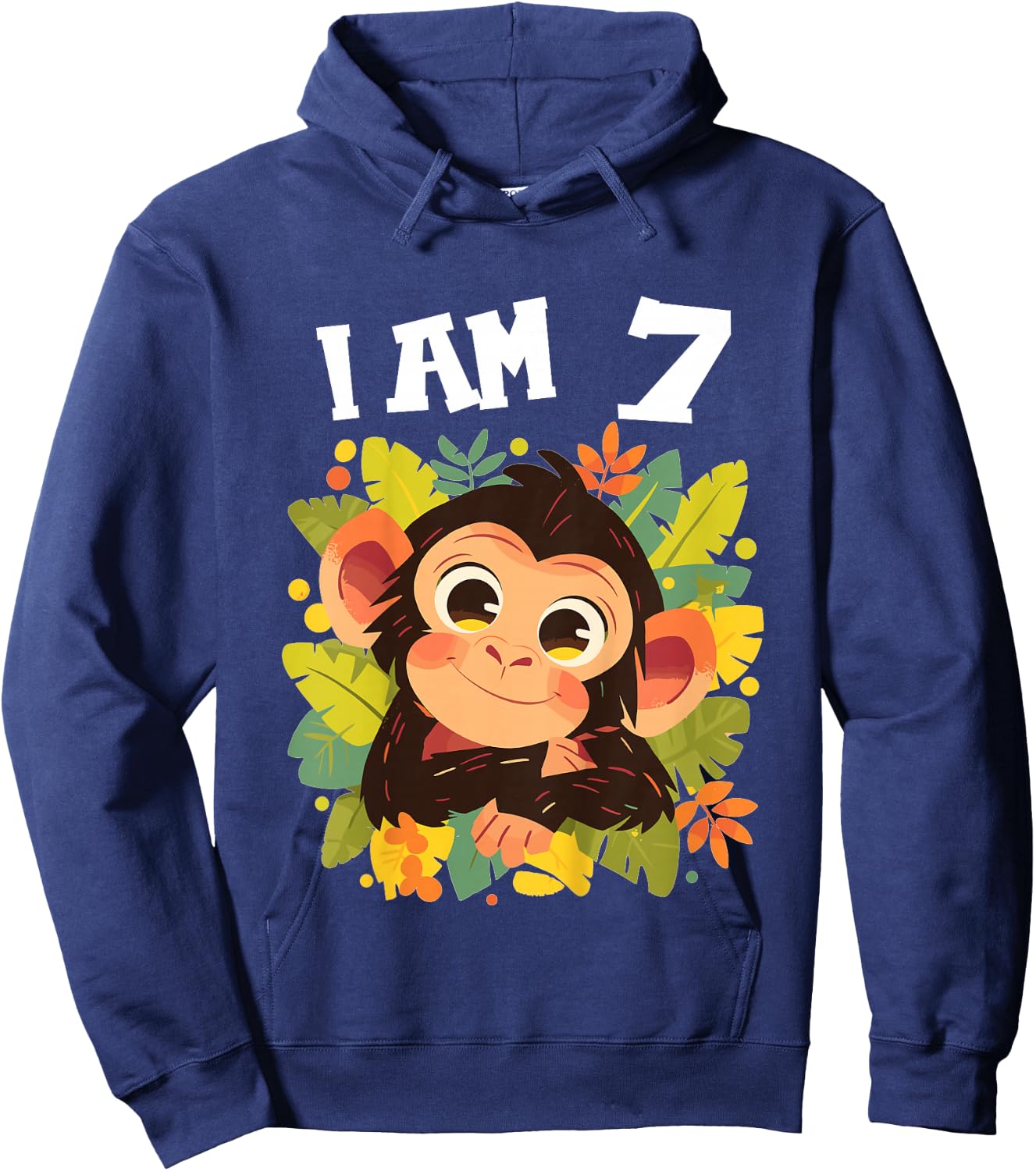 Kids 7 Years old 7 birthday Monkeys Boy Girl Monkey Hoodie - Hoodie | Navy