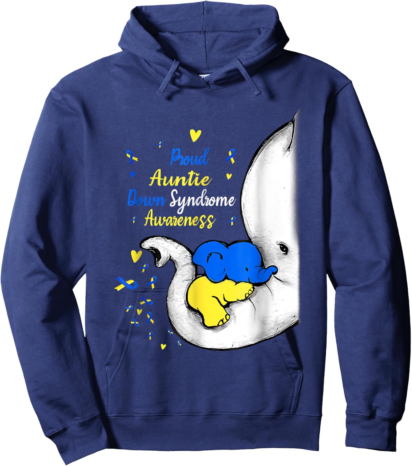 Proud Auntie Down Syndrome Awareness Day Elephant T21 Women Hoodie - Hoodie | Navy