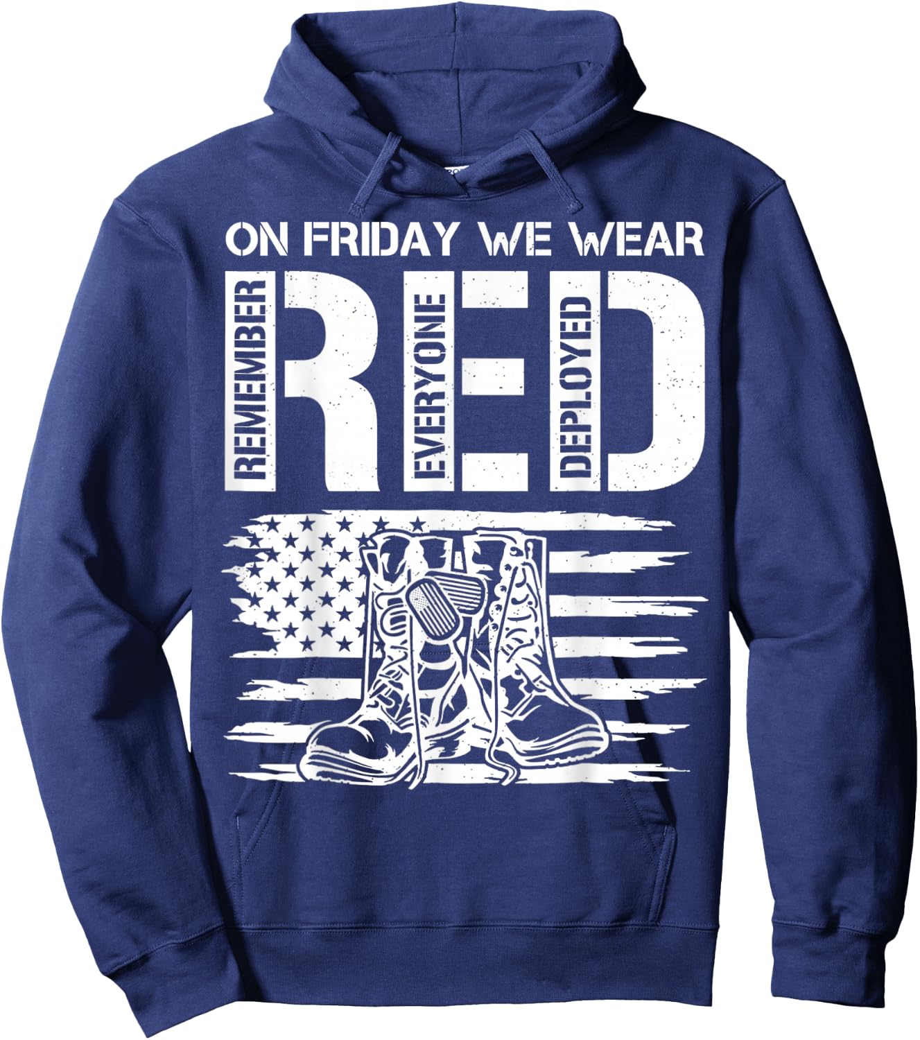 On Friday We Wear Red Friday Military Support Troops US Flag Hoodie - Hoodie | Navy