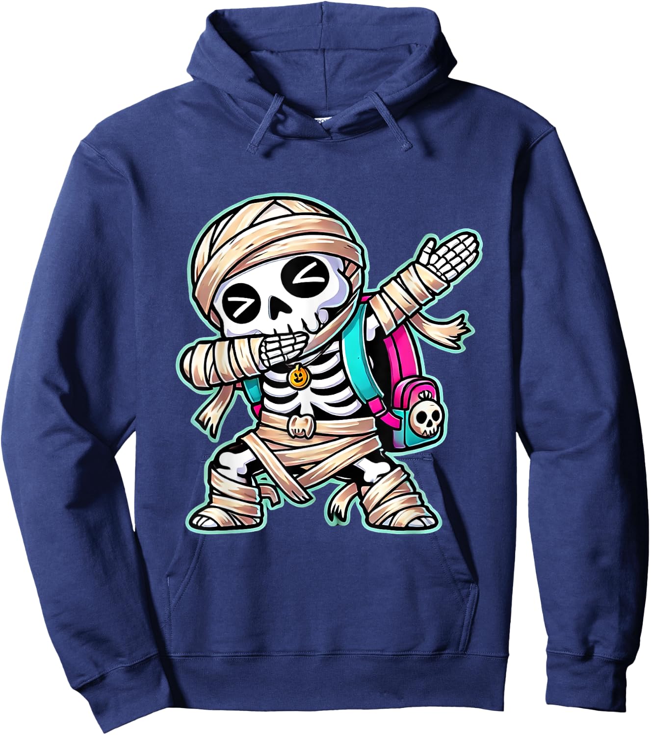 Funny Dabbing Skeleton Dab Costumes Spooky Halloween Mummy Hoodie - Hoodie | Navy