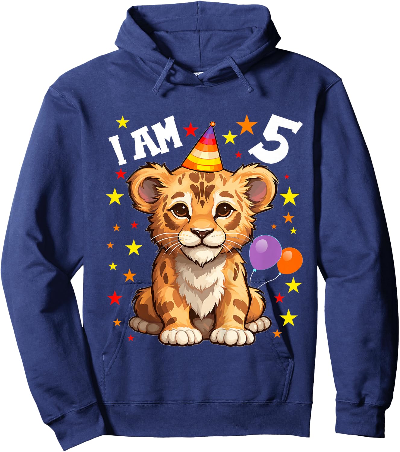 5 Years old Boy and Girl Lions 5th birthday Lion Hoodie - Hoodie | Navy