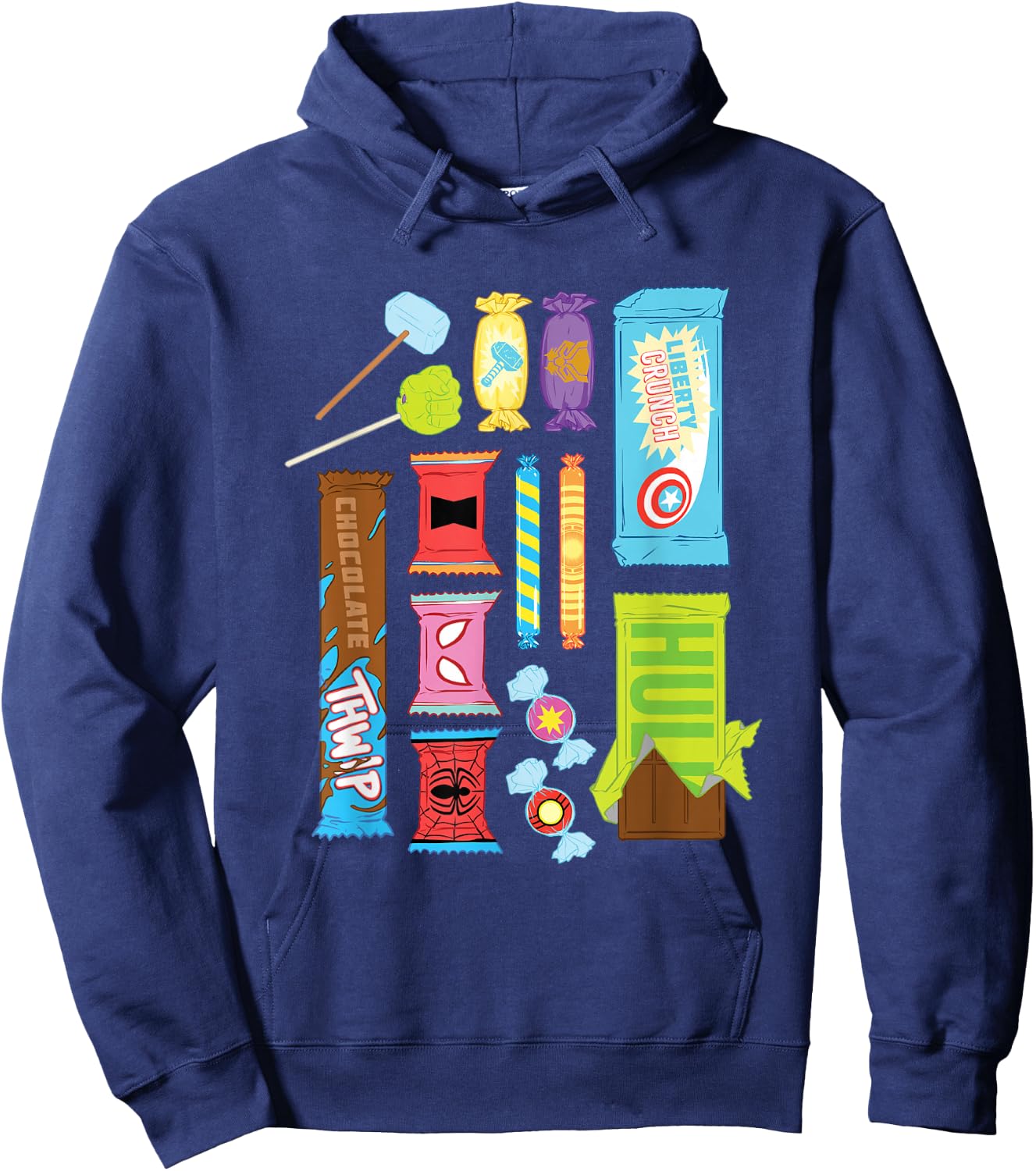 Marvel Classic Halloween Super Hero Candy Assortment Retro Hoodie - Hoodie | Navy