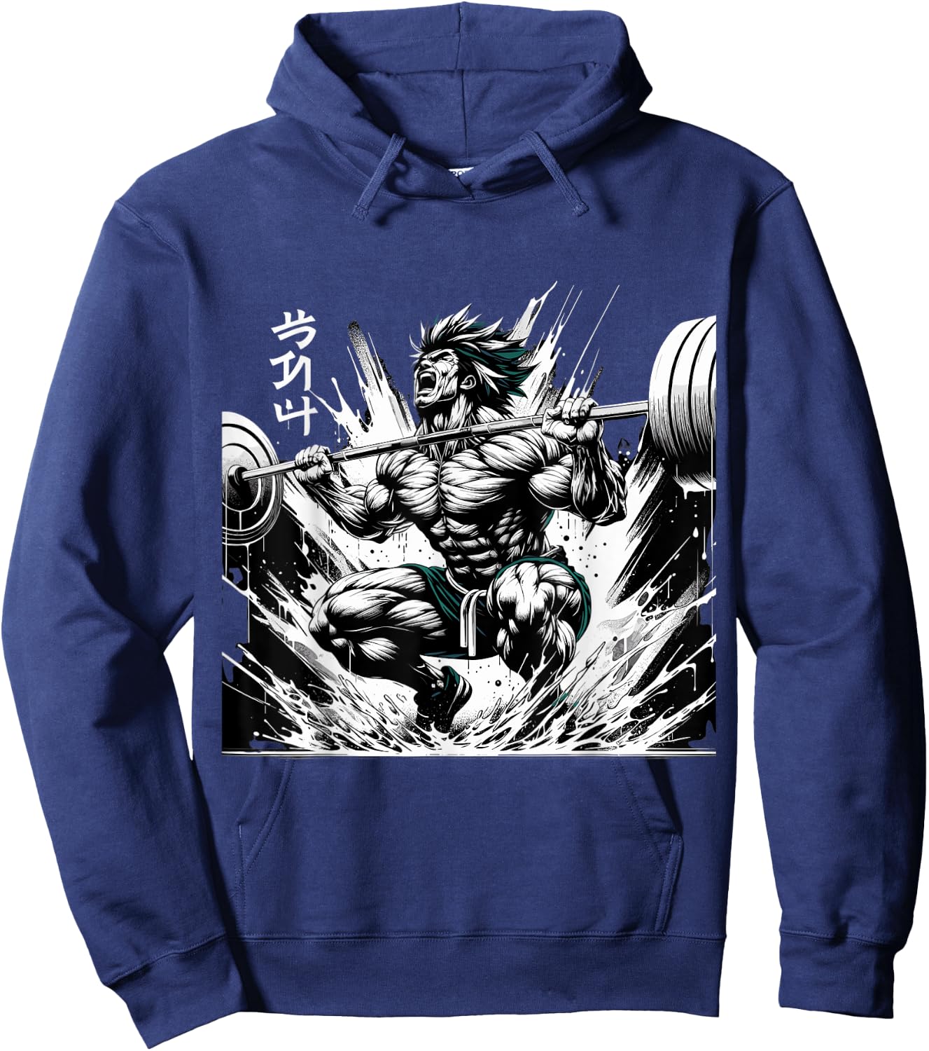 Muscle Manga Warriors - Anime Fitness Vector Design Hoodie - Hoodie | Navy