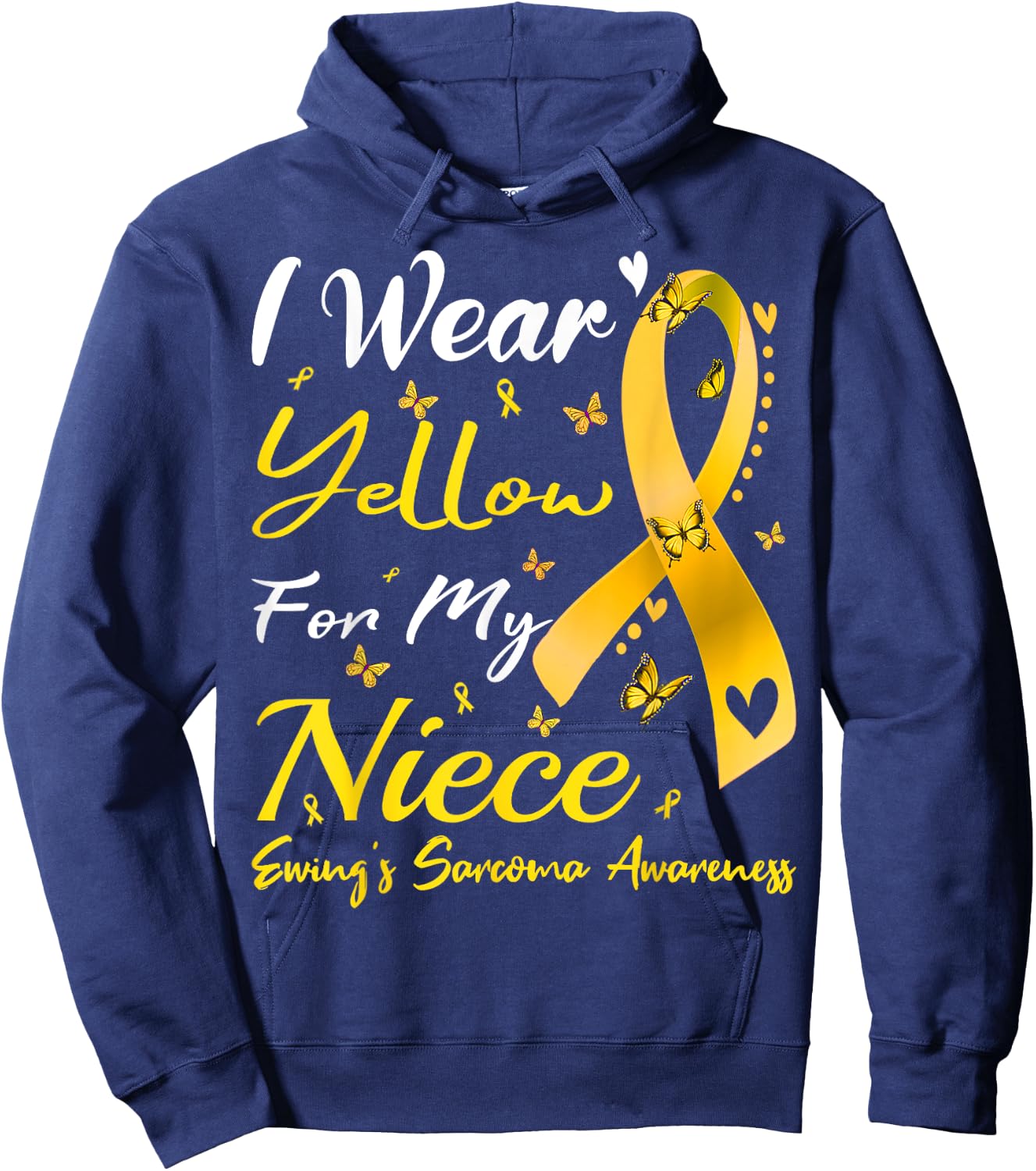I Wear Yellow For My Niece Ewing Sarcoma Cancer Awareness Hoodie - Hoodie | Navy