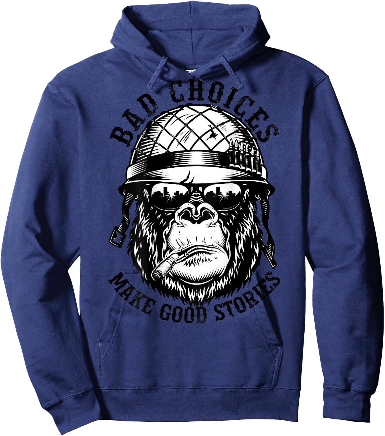 Funny Monkey Bad Choices Make Good Stories (On Back) Hoodie - Hoodie | Navy