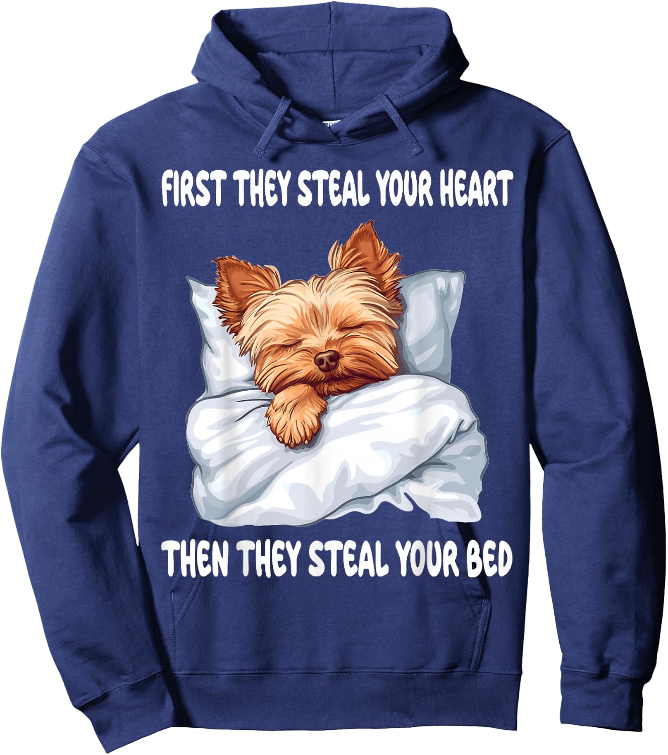 Yorkshire Terrier Yorkie Sleeping Pajamas Nightgown Hoodie - Hoodie | Navy