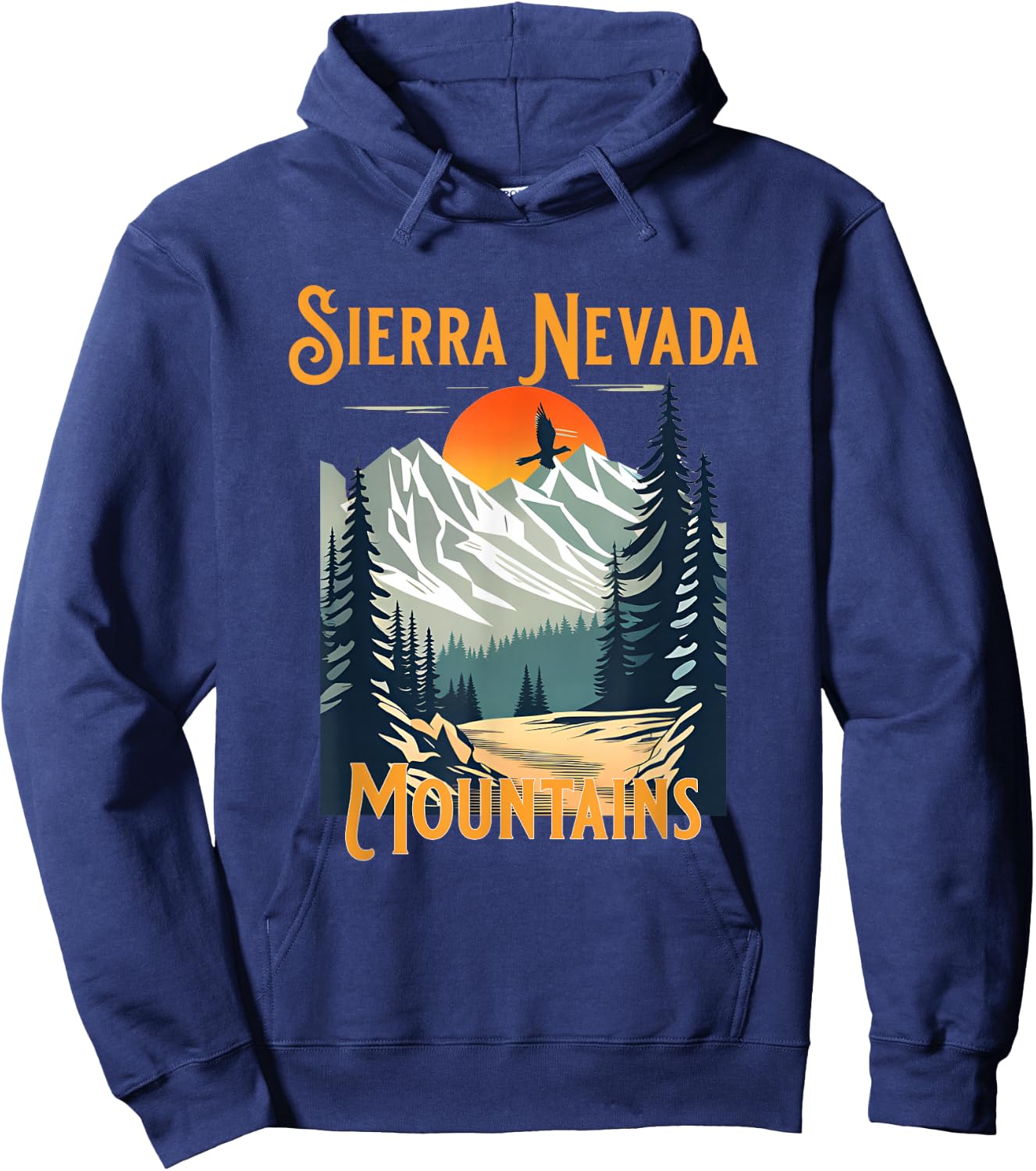Vintage Sierra Nevada Mountains Souvenir Hiking Hoodie - Hoodie | Navy