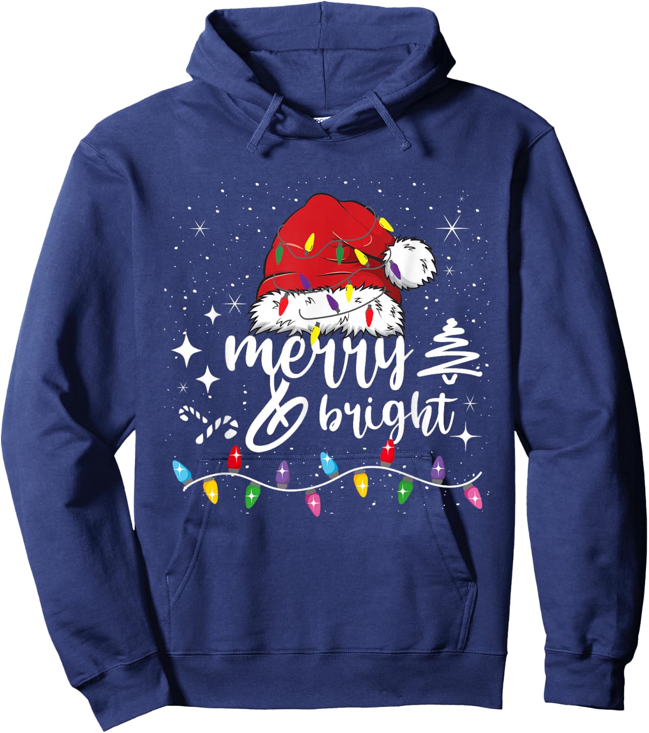 Merry And Bright Christmas Lights Xmas Women Kids Hoodie - Hoodie | Navy