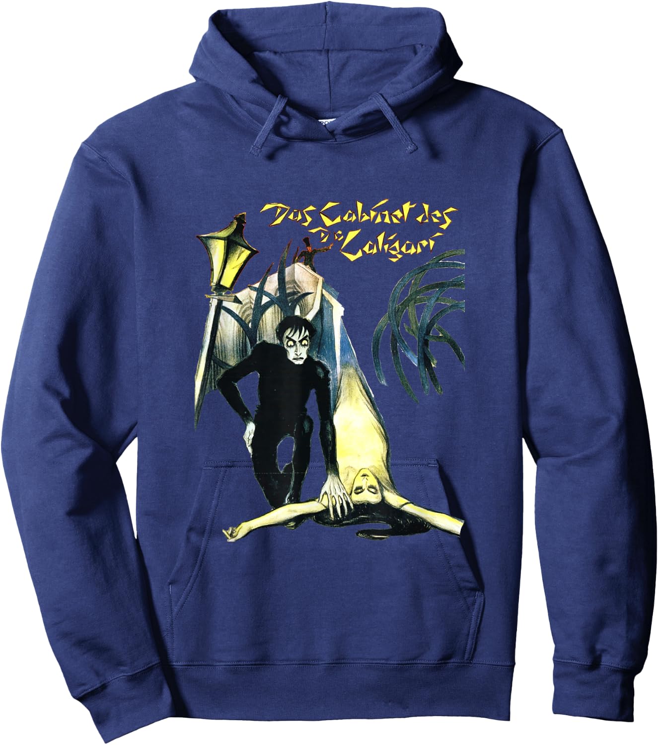 Silent Era German Expressionist Horror Cinema The Cabinet of Dr Caligari , Small, Black Hoodie - Hoodie | Navy