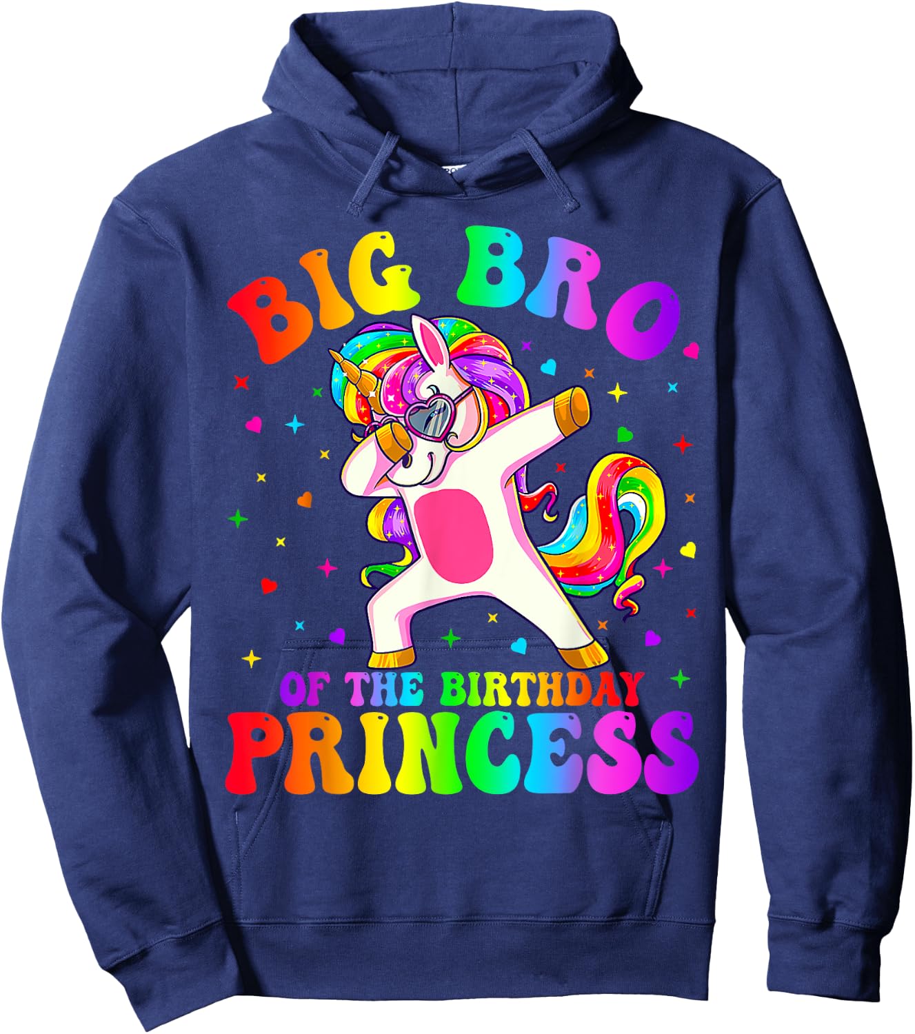 Big Brother of the Birthday Princess Girl Dabbing Unicorn Hoodie - Hoodie | Navy
