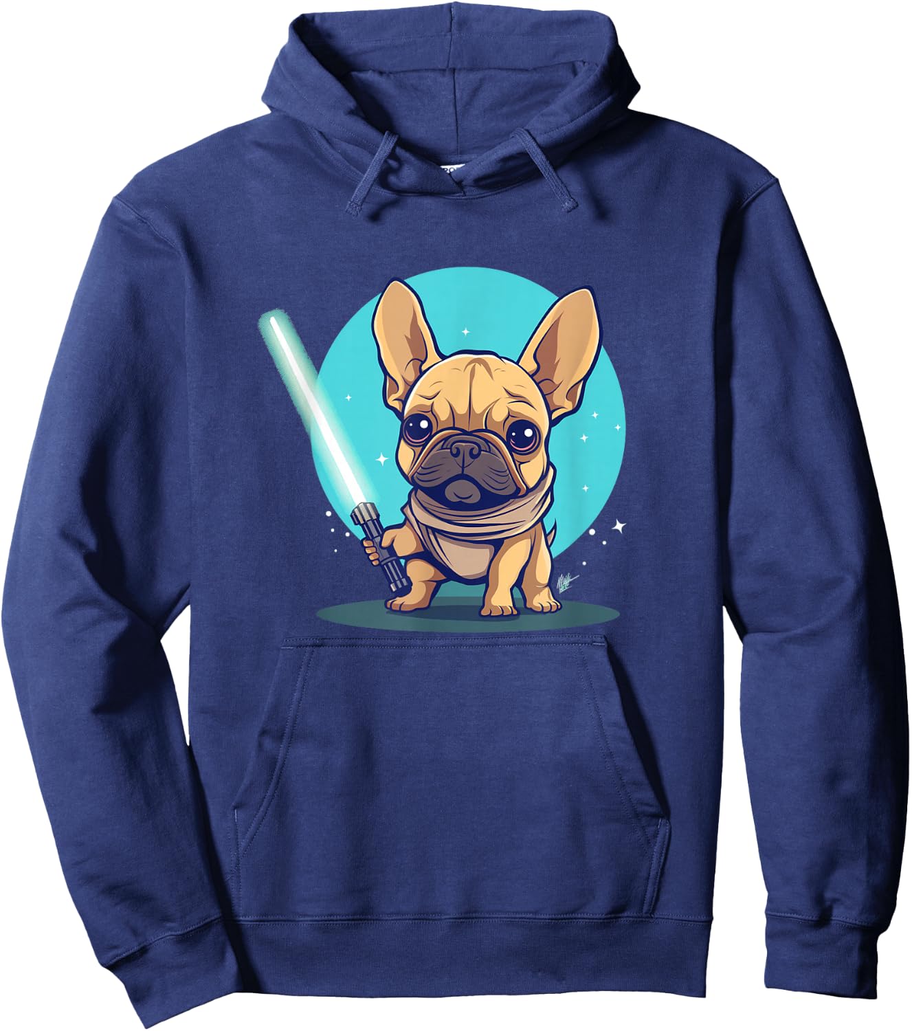 Cute Frenchie Holding Light Laser Saber Sword Dog Lover Gift Hoodie - Hoodie | Navy